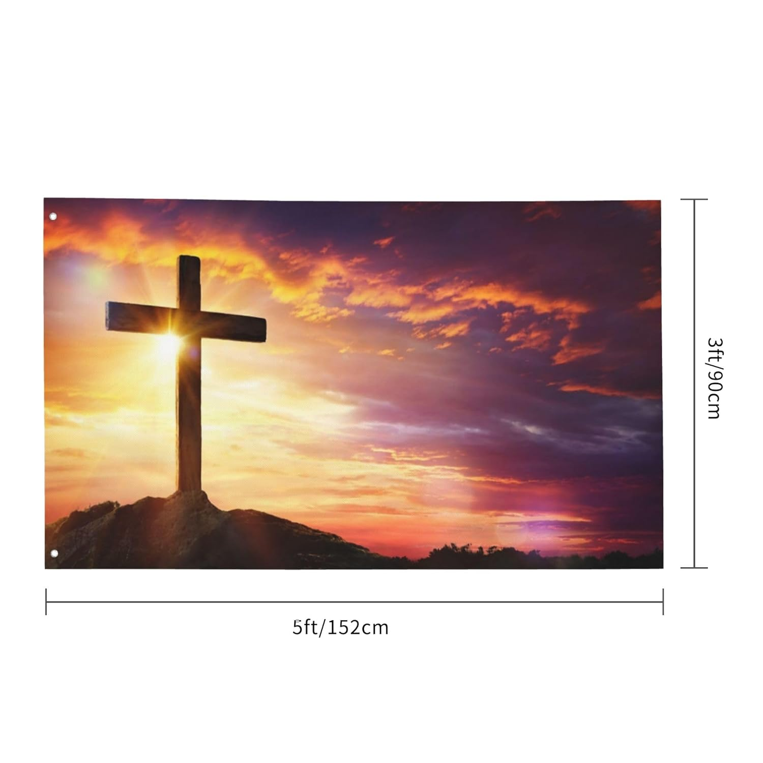 He Is Risen Flag 3X5 Ft Religious Easter Cross Jesus Flag Double Sided Banner，Suitable for Party Decorations Indoor Outdoor Garden Decorations - Flamingo image number 6