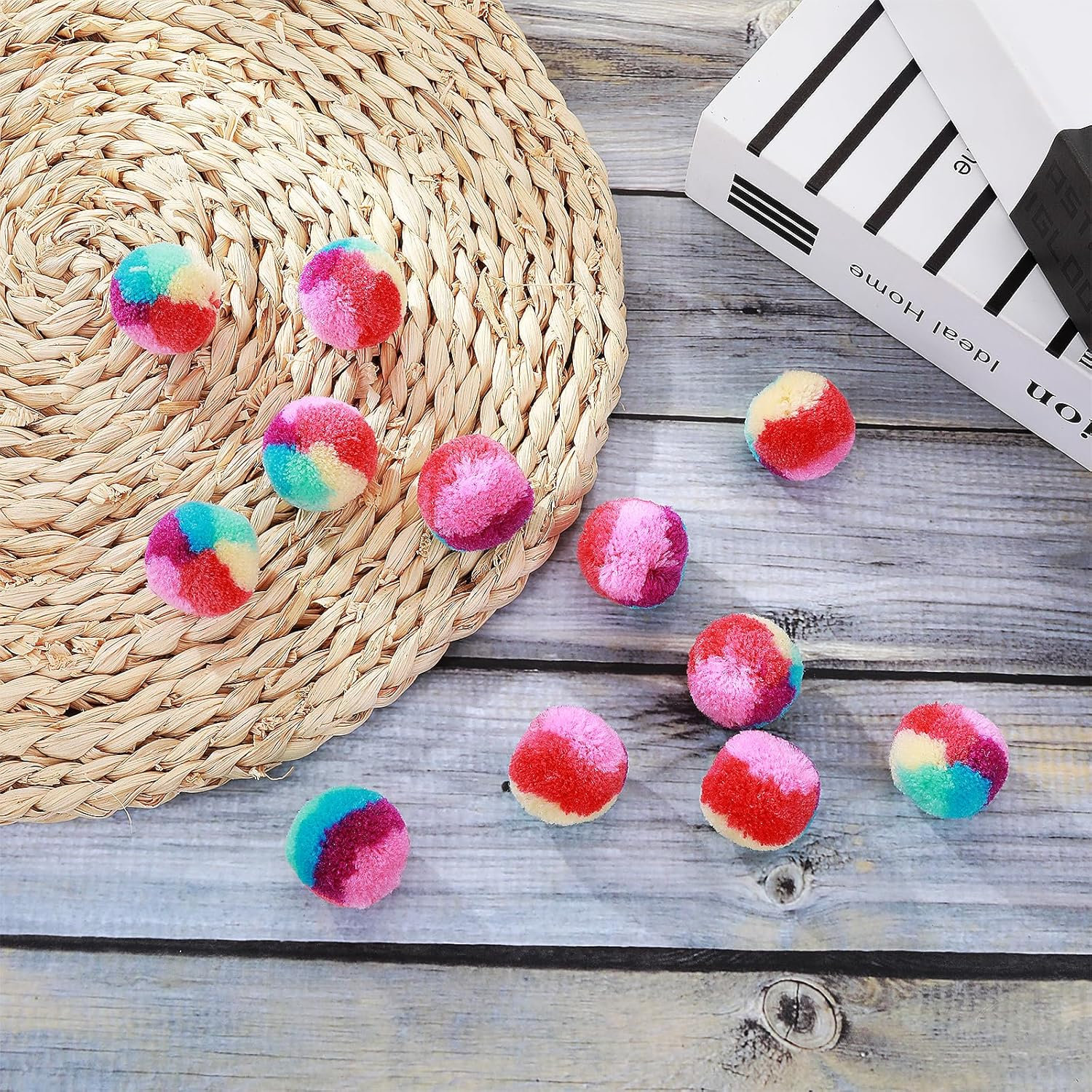 GEEHUA Pack of 20 Colourful Cat Toys Balls, 3.0 Cm Rainbow Cat Toy Balls, Soft Plush Cat Ball, Interactive Toy, Training Ball, Toy for House Cats, Kittens Play image number 1