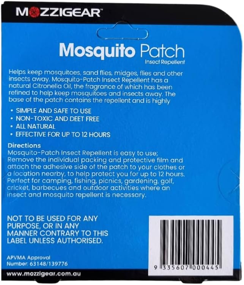Mozzigear Mosquito Patch - Sticker Insect Repellent 24 Value Pack - Non-Toxic and DEET Free &ndash; Citronella Essential Oil &ndash;Blue Patches - up to 12 Hours Protection- Indoor and Outdoor Protection of Bees, Wasps, Mosquitoes, Sandflies, Midges, Ticks, and Other Insects image number 4