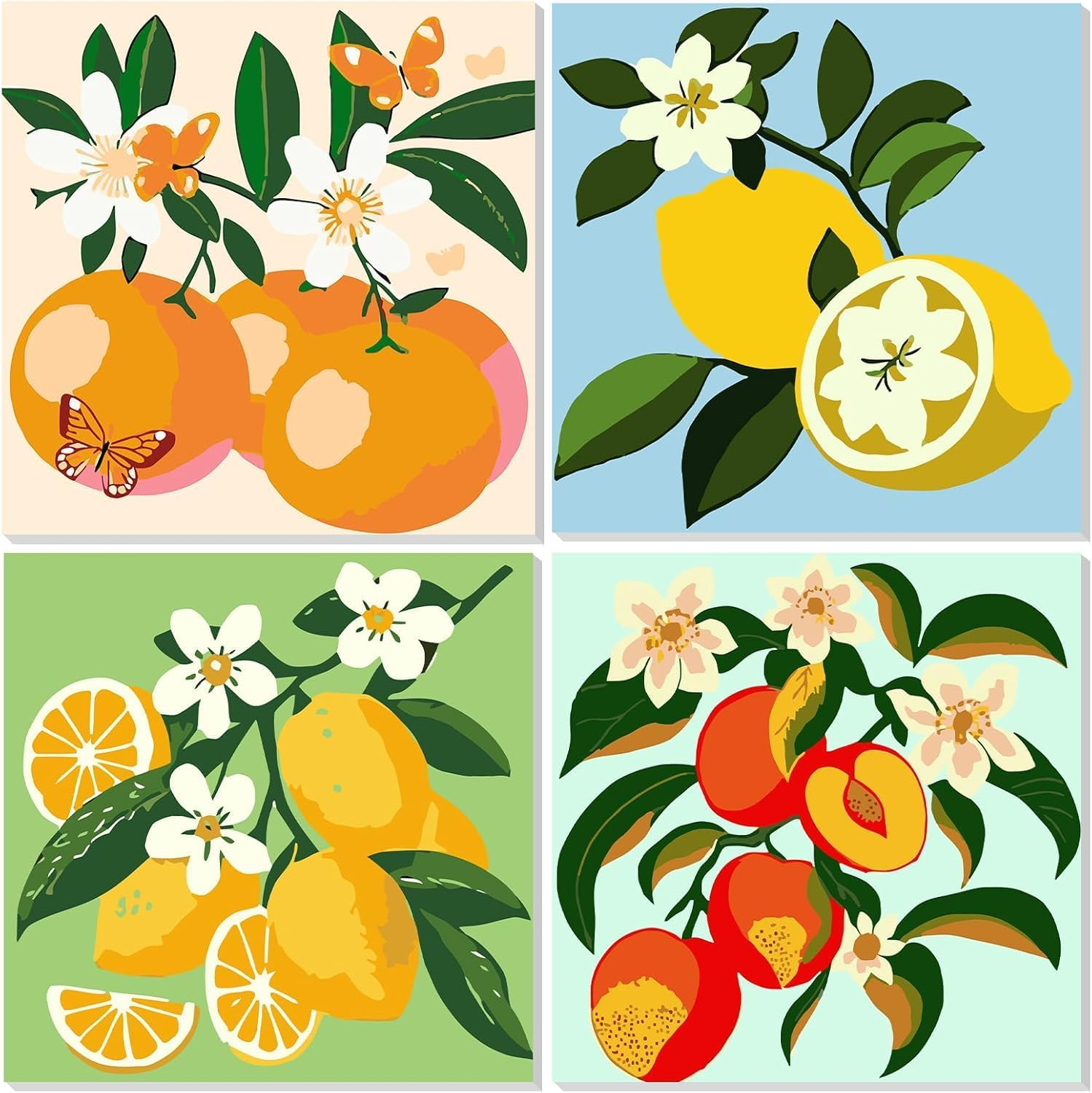 4 Pack Fruit Paint by Numbers Kits for Adults Beginner with Wooden Framed, Color by Numbers on Canvas Painting Kits for Adults, Easy Paint DIY for Home Wall Decor 8X8 Inch image number 2