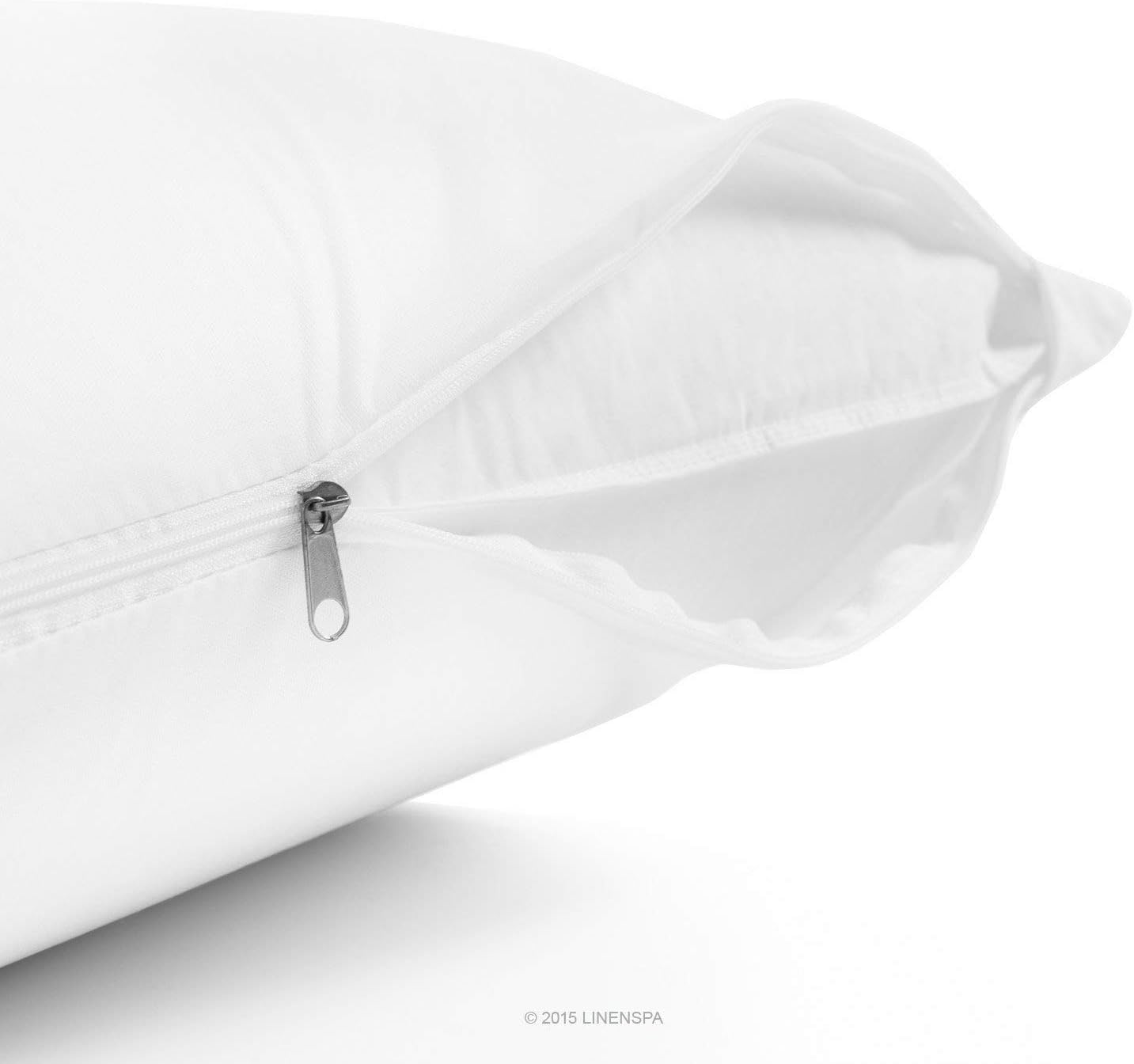 Linenspa Waterproof Pillow Encasement-Blocks Out Liquid, Queen Pillow Protector, White