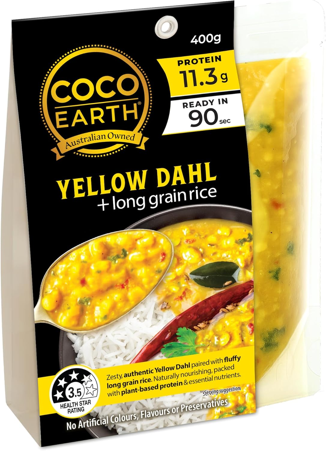 Coco Earth Yellow Dahl & Rice, 400 G image number 3