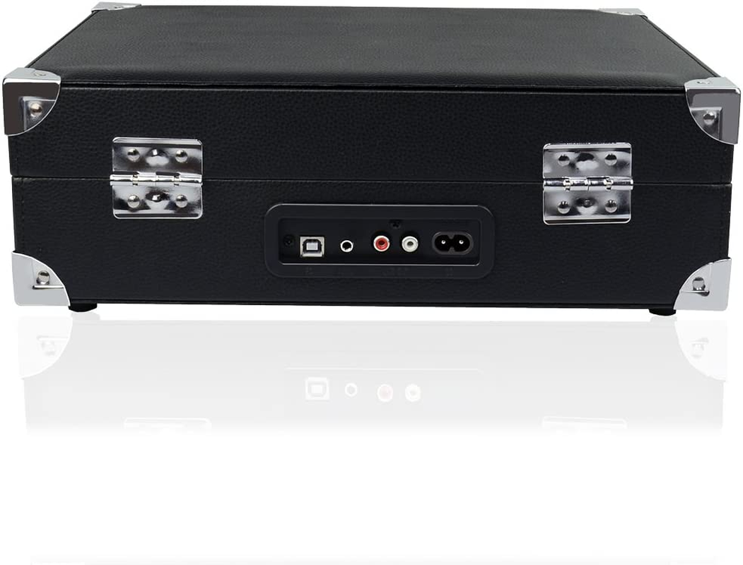 Mbeat Retro Briefcase-Style USB Turntable Record Player Vinyl to MP3 Built-In Stereo Speakers Black image number 3