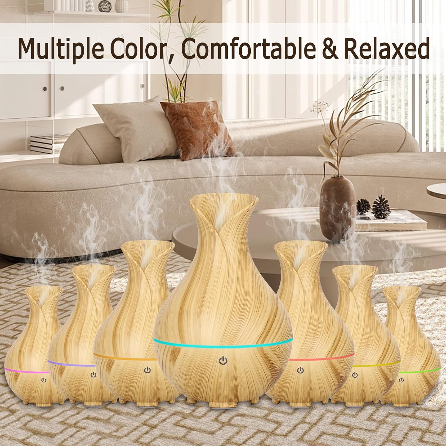 UCINNOVATE Essential Oil Diffuser, 160Ml Cool Mist Humidifier, USB Aromatherapy Diffuser with Colorful Lighting, Auto Turn off Fuction, 2 Mist Modes, Scent Mist Defuser for Bedroom, Home, Office image number 1