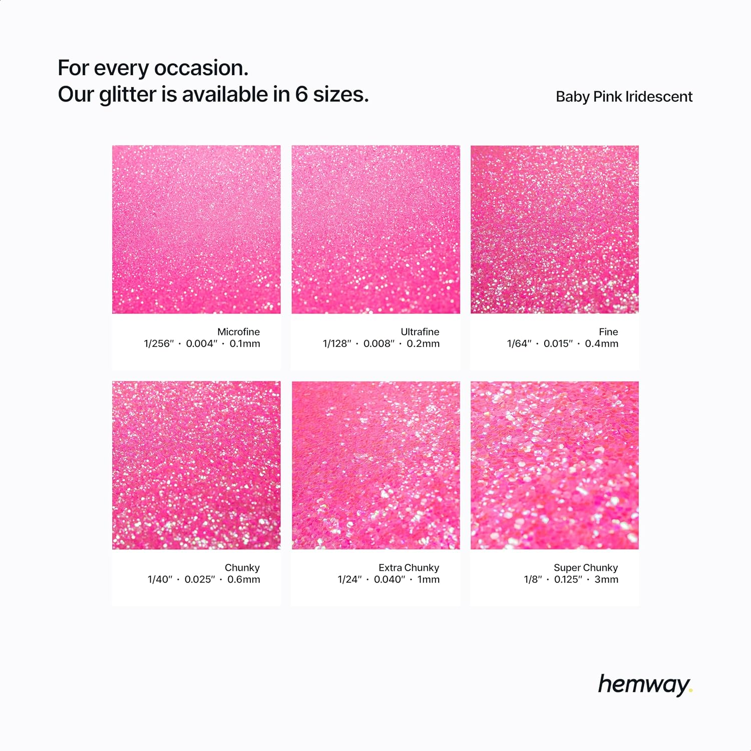 Hemway Craft Glitter Shaker 130G / 4.6Oz Glitter for Arts, Crafts, Resin, Tumblers, Nails, Painting, Decoration, Festival, Cosmetic, Body - Extra Chunky (1/24" 0.040" 1Mm) - Baby Pink Iridescent image number 4