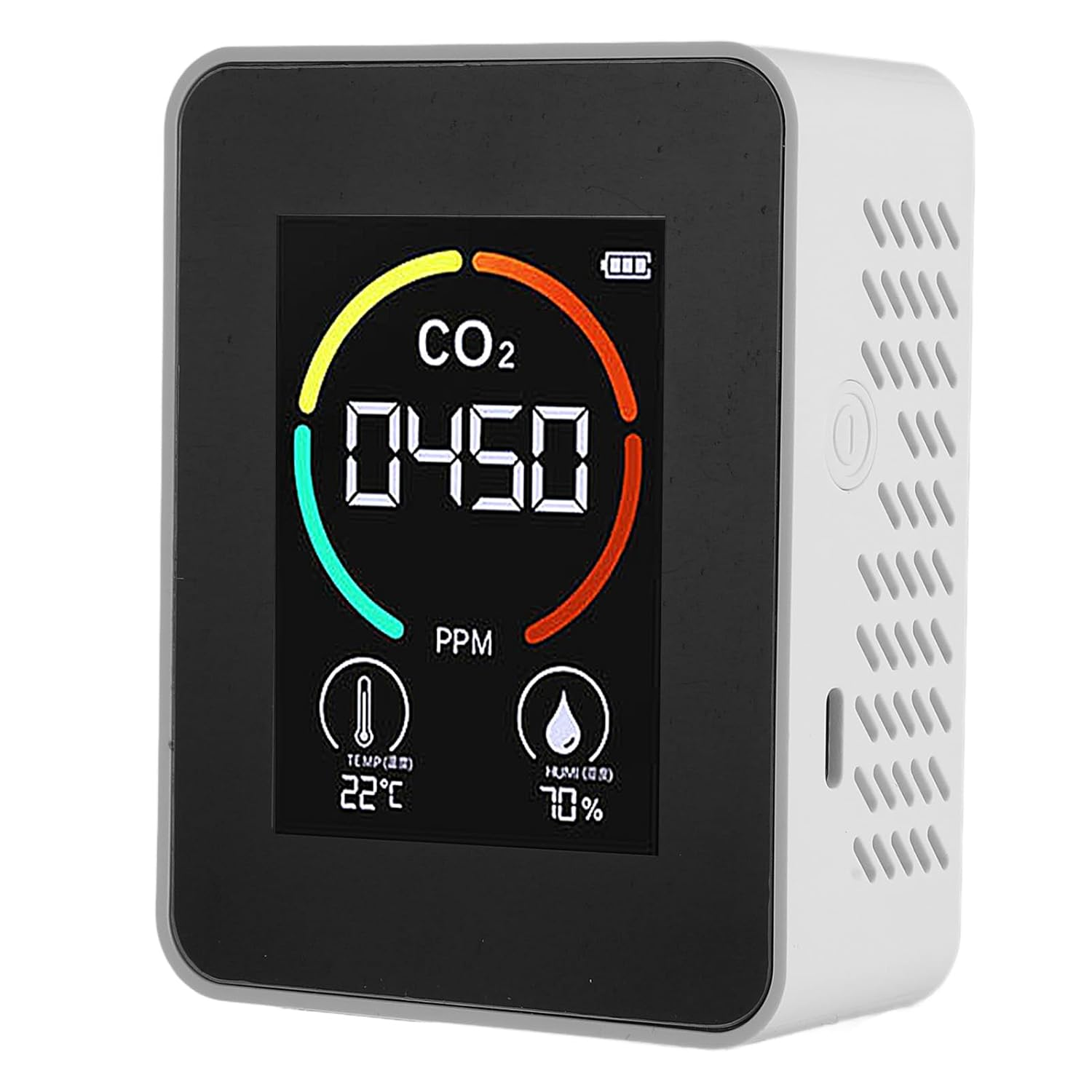 Tnfeeon Air Quality Detector Portable Color Display CO2 Temperature Humidity Tester for Home Office School Hotel, ABS Material (Black)