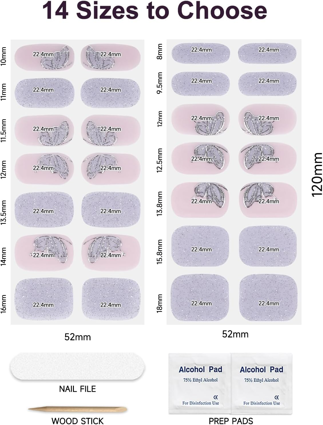 DUKASOU Semi Cured Gel Nail Strips,28 Pcs Gel Nail Stickers UV Light/Led Lamp Required,Long Lasting Nails Art Stickers, Easy to Apply (Relief Butterfly) - Blue Aurora-D15 image number 2