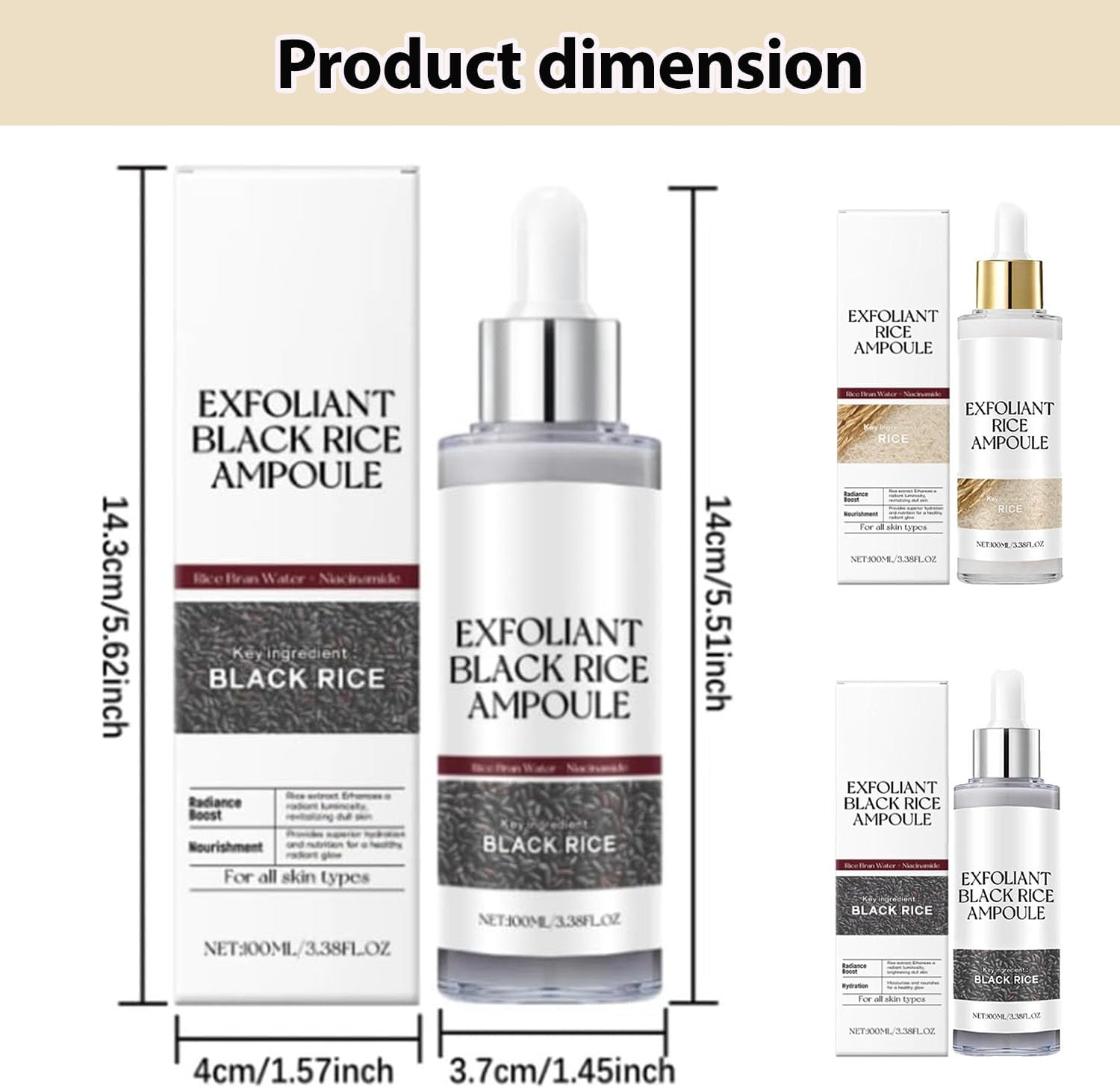 2PCS Exfoliating Ampoule, Black and White Rice Peeling Ampoule for Face & Body,Deeply Hydrates,Smooths & Refines Skin Texture (Black+White) image number 2