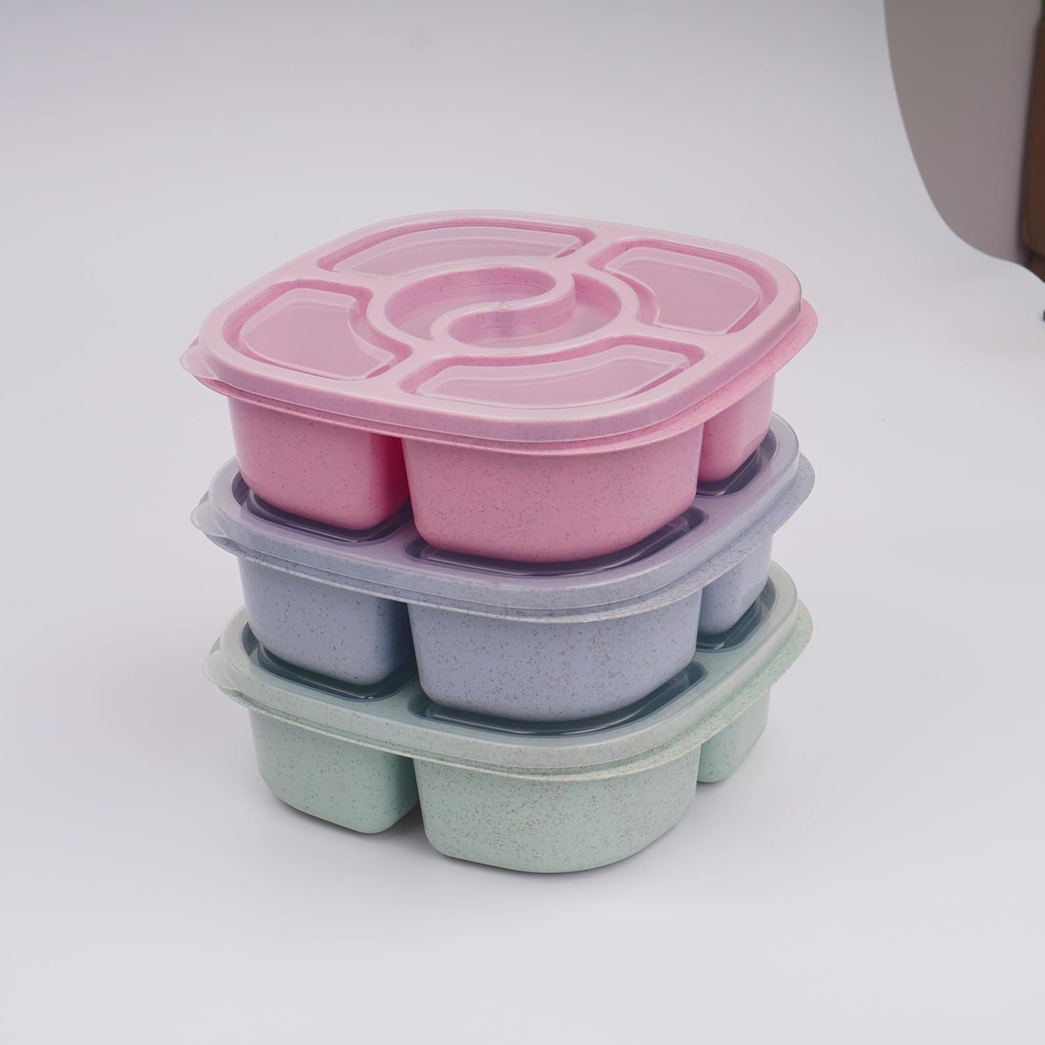 4 Pack Bento Lunch Box, 4 Compartment Meal Prep Containers, Lunch Box for Kids, Durable BPA Free Plastic Reusable Food Storage Containers - Stackable, Suitable for Schools, Companies,Work and Travel image number 1