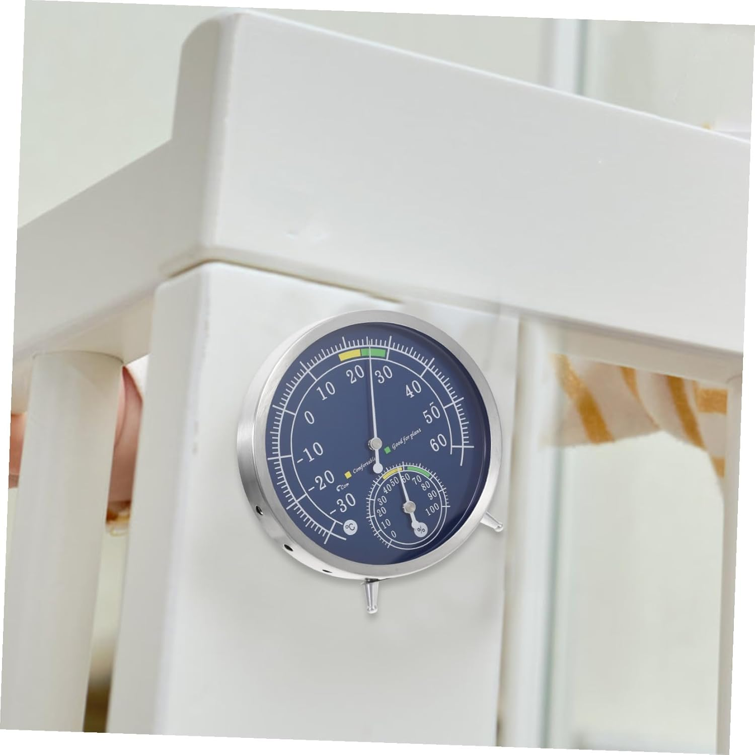 Analog Hygrometer and Thermometer Indoor Wall-Mount Stainless Steel High-Precision Pointer for Home and Sauna Temperature and Humidity Monitoring image number 2