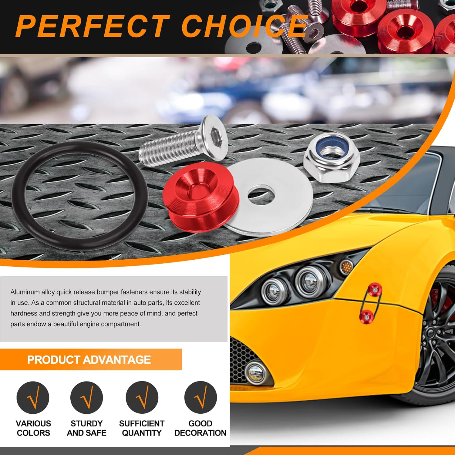 90Pcs 5 Colors Quick Release Fastener Kit Aluminum Bumper Clips Front Rear Bumper Fasteners Bumper Holder Clips Kit Vehicle Bumper Fender Fasteners Repair Kit for Car image number 3