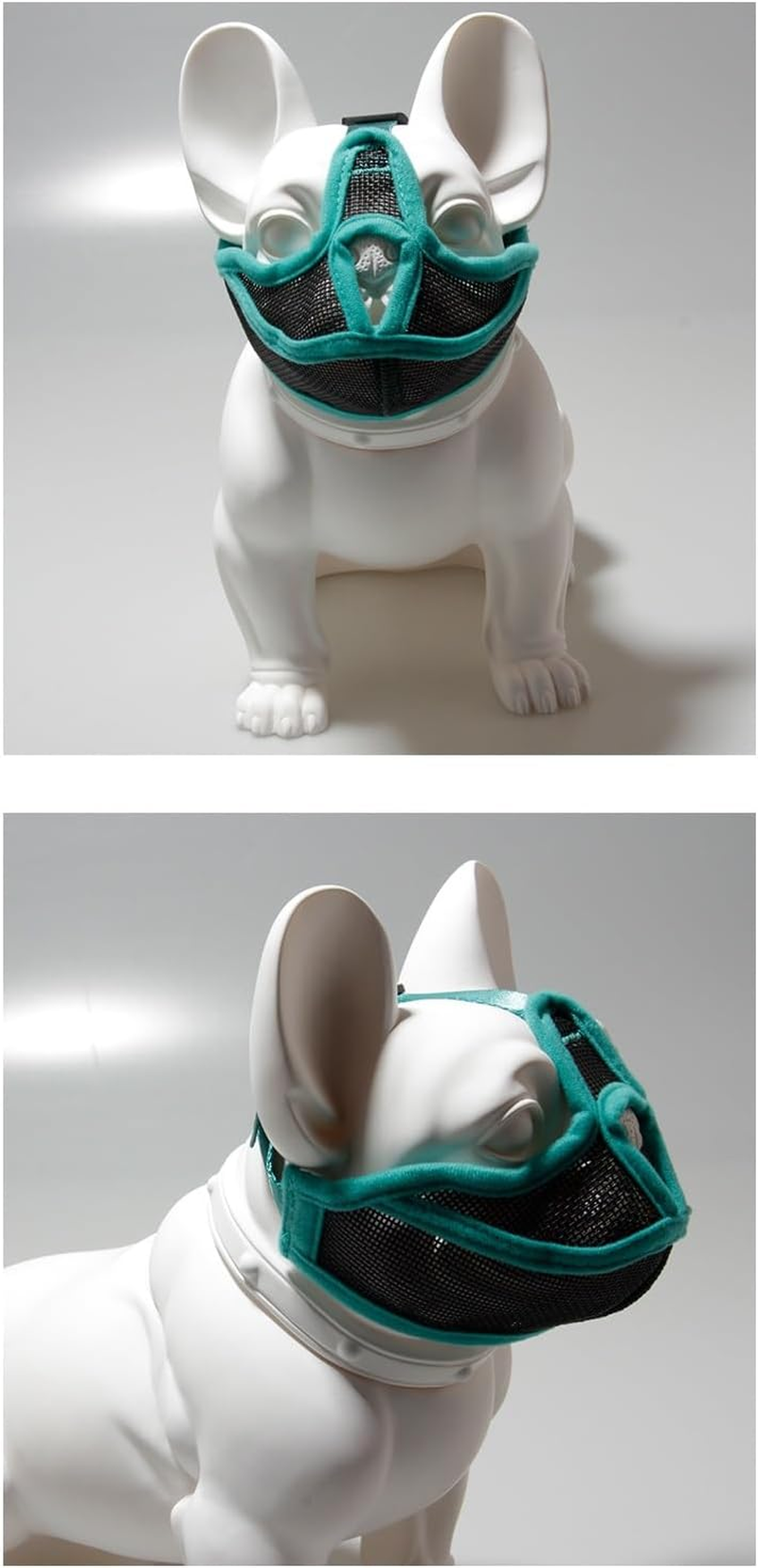 Short Snout Dog Muzzle, Won&rsquo;T Cover Forehead Bulldog Muzzle Adjustable Breathe Mesh, anti Bitting Chewing Barking (Green, L) image number 5