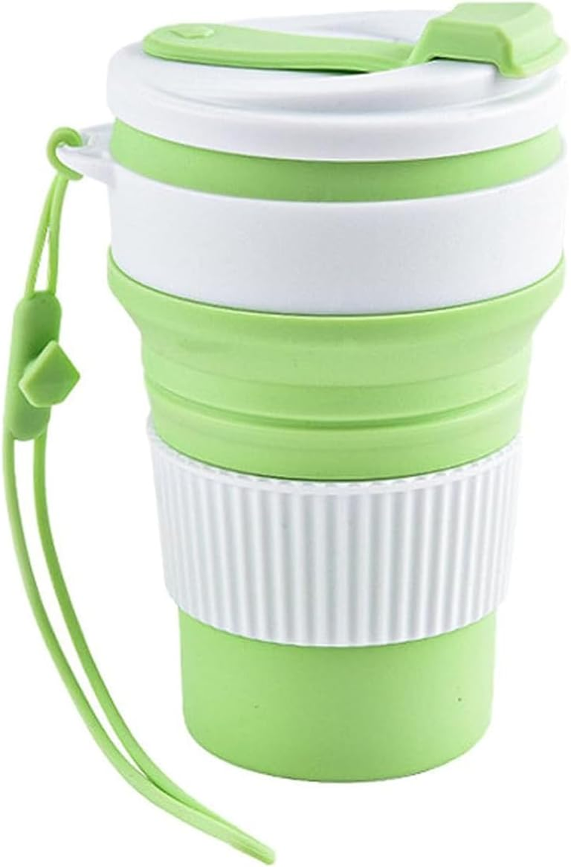 HAOQYUYN Silicone Folding Coffee Cup, Water Cup, Juice Cup, Foldable and Portable, Suitable for Hiking, Camping, Office | Lightweight, Heat-Resistant, Easy to Clean, Outdoor and Travel Cups (Pink)