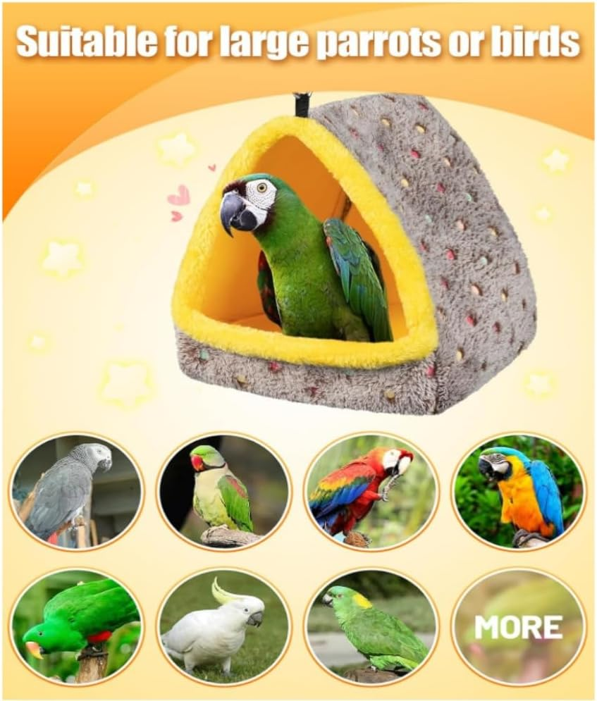 Goxfaca Large Warm Bird Nest House, Cozy Bird Bed for Cage with Mat, Hanging Hammock Shed Hideaway Hut for Macaw African Grey Amazon Parrots