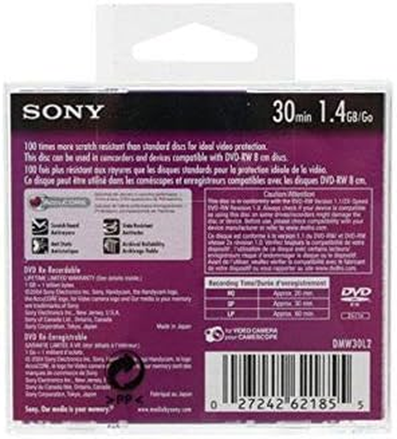 Sony DVD-RW Mini Recordable Disc DISC,DVD-RW,8CM,30M,1.4GB 7107