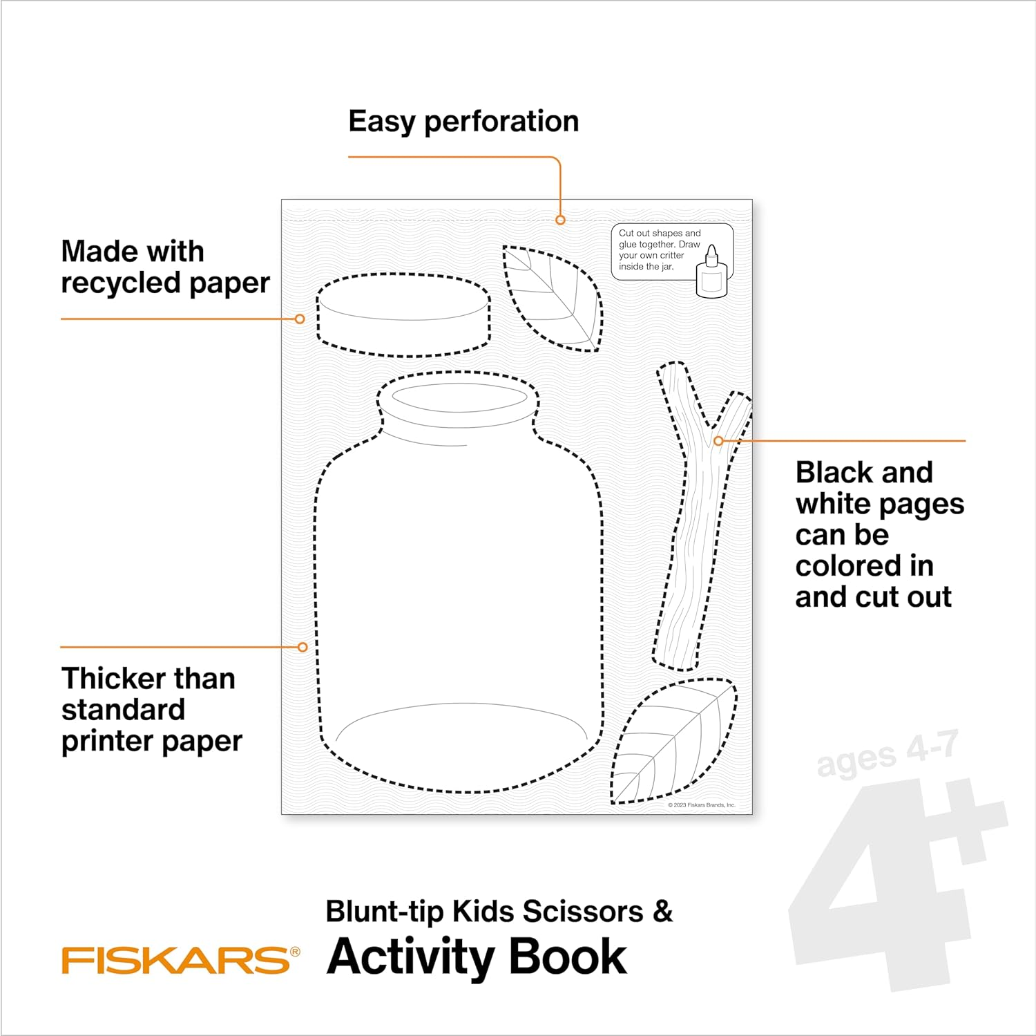 Fiskars Cut & Create Activity Book with 5In Kids Scissors - Gifts for Kids - Ages 4+ image number 6