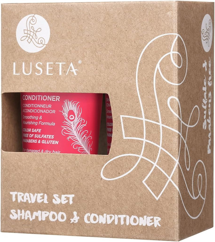 Luseta Keratin Shampoo and Conditioner Smooth and Hydrate Dry Damaged Hair Great for Color Treated Hair Sulfate Free and Gluten Free1.01 Fl Oz&times;2 image number 1