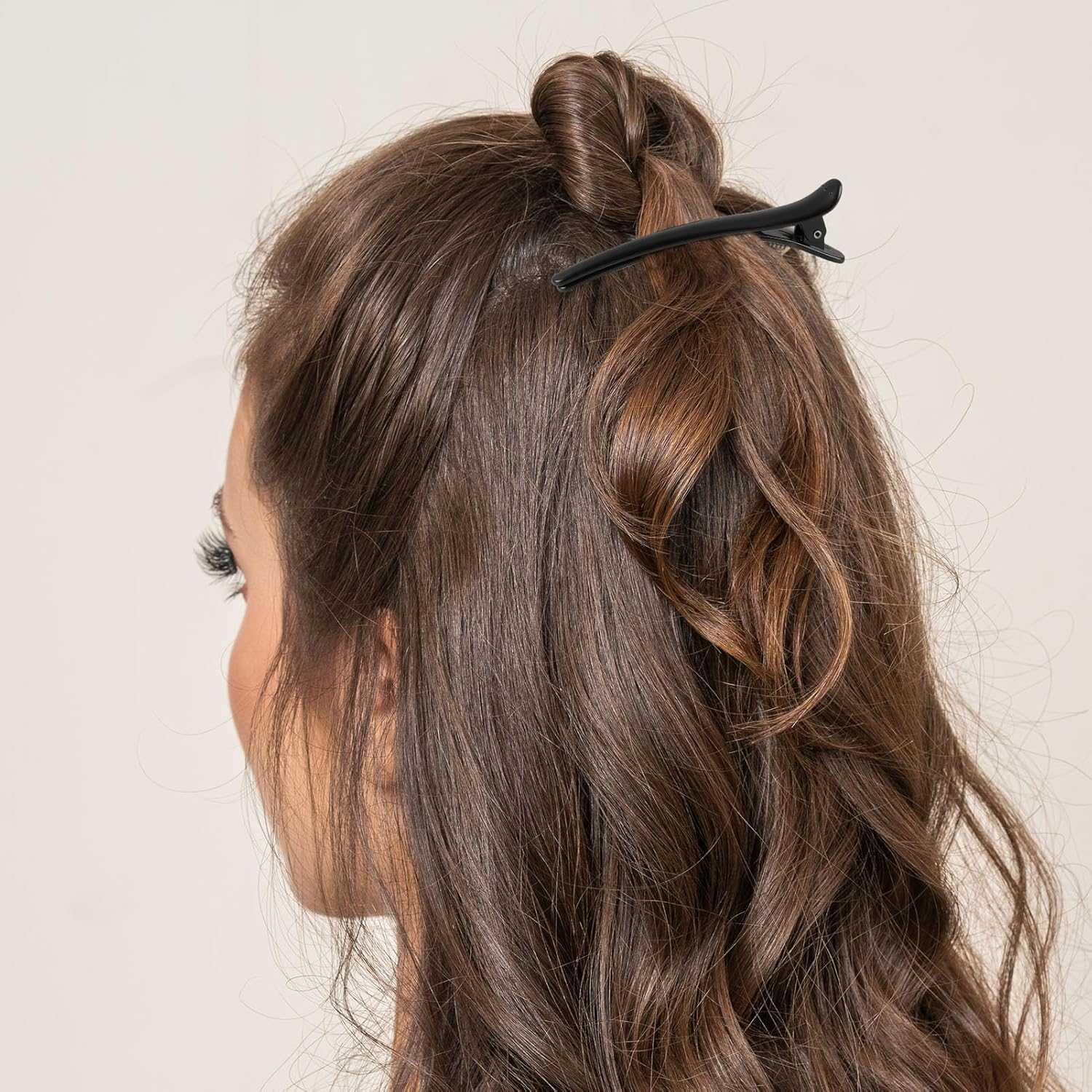 12 Pcs Alligator Hair Clips, Duck Billed Clip for Styling Sectioning 4" Size Frosted Material, No Crease Design for Easy Styling and Sectioning with Silicone Band(Black)