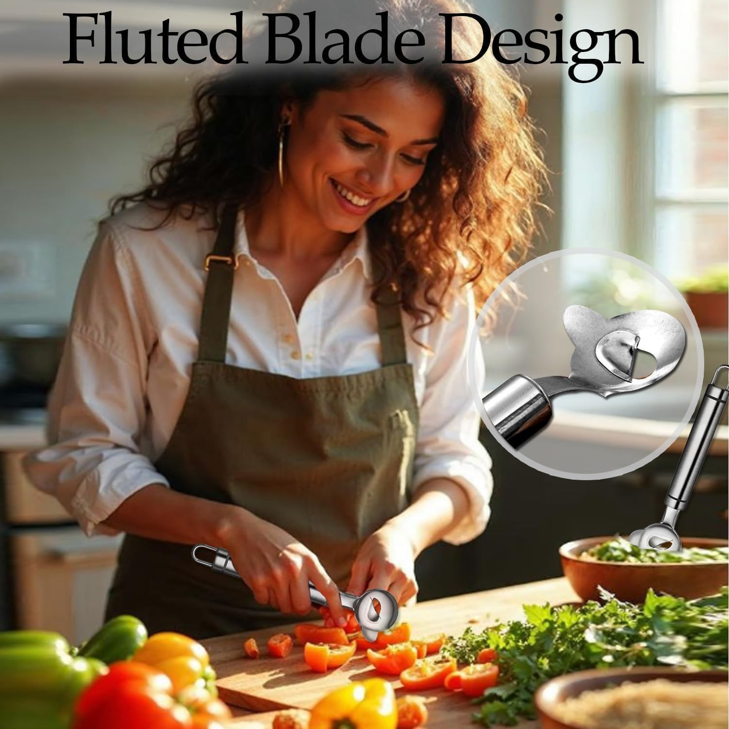 3-Piece Cactus Peelers and Spoons, Multi - Function Cactus Peeling and Slicing Tool, Chinese Noodle Cutting Gadget - Stainless Steel for Kitchen Cooking image number 2