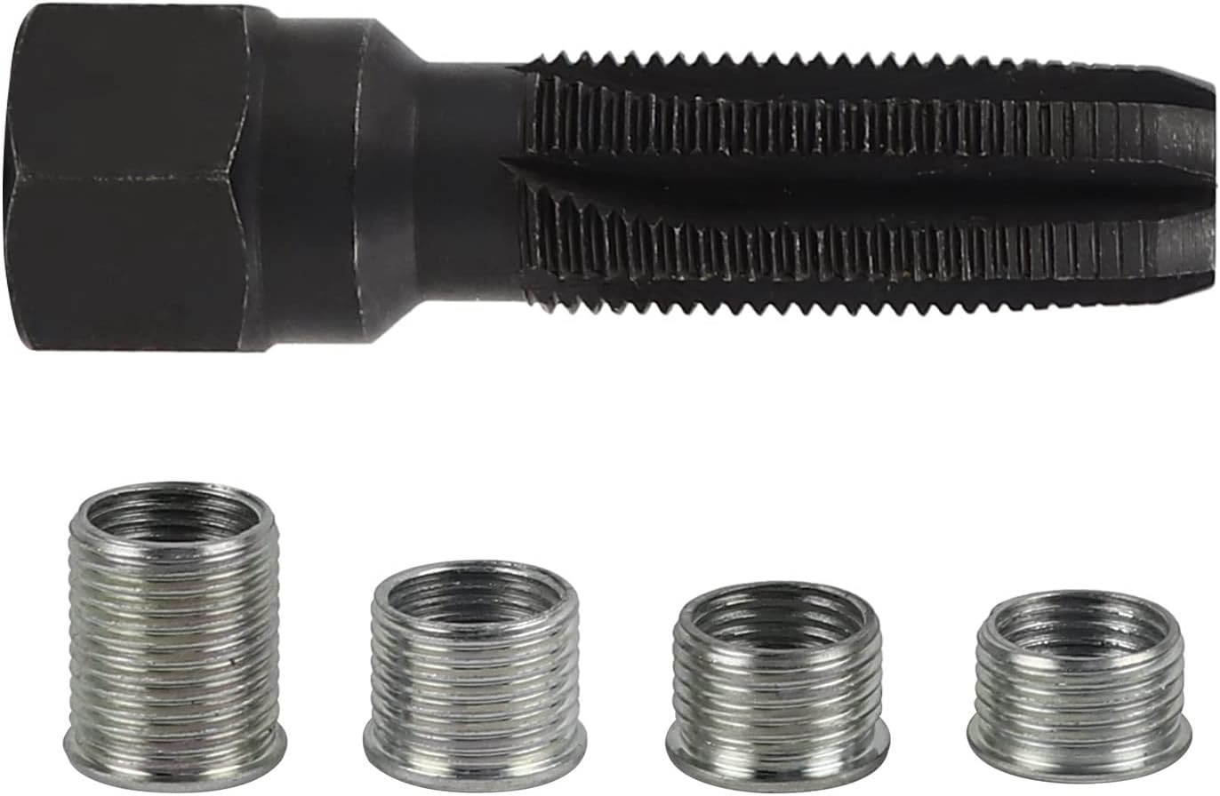 FLYPIG M14 X1.25 Carbon Steel Spark Plug Re-Thread Repair Tool Tap Reamer Inserts Kit 14Mm Spark Plug Thread Repair Kit image number 5