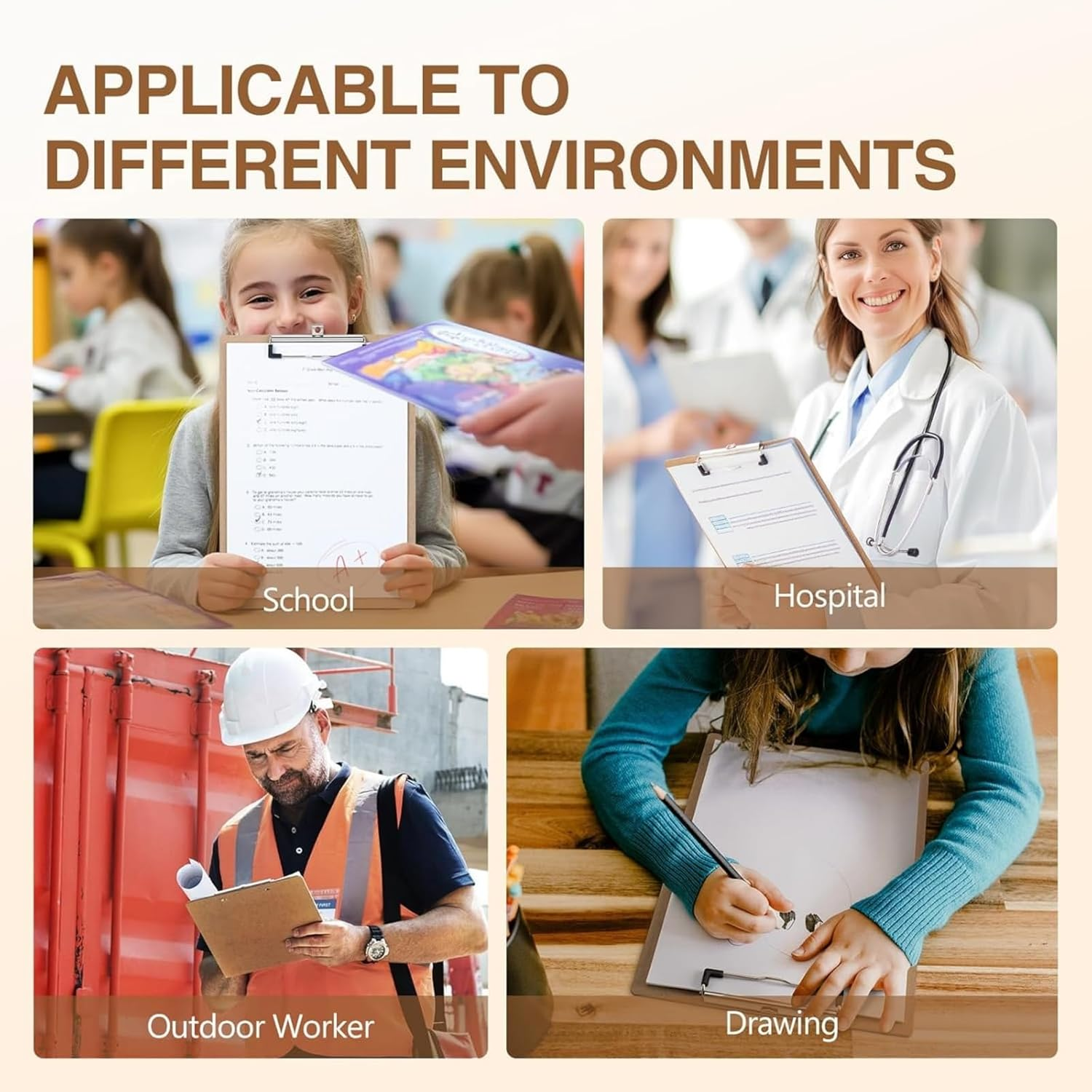 6PCS A4 Clipboards,Basics Hardboard Office Clipboard,A4 Standard Clipboard Size 9" X 12.5",Back to School Teacher Classroom Supplies,School Supplies for College Students,Office Supply image number 5