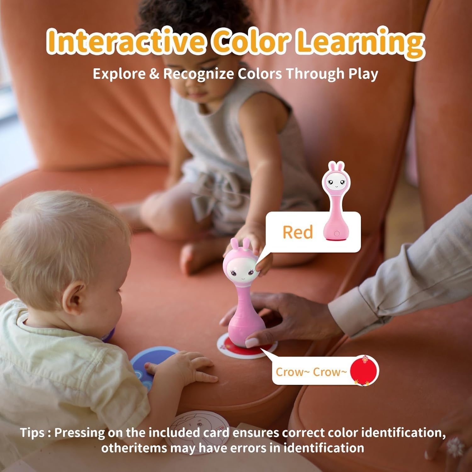 Alilo Smarty Bunny Baby Musical Rattle Toys for Infant 0-6-12-24 Months, Christmas Gift for Boys Girls, with 66 Rattle Sound Effects,16 Nursery Rhymes,13 Stories, 5 Soothing Music White Noise Pink image number 3