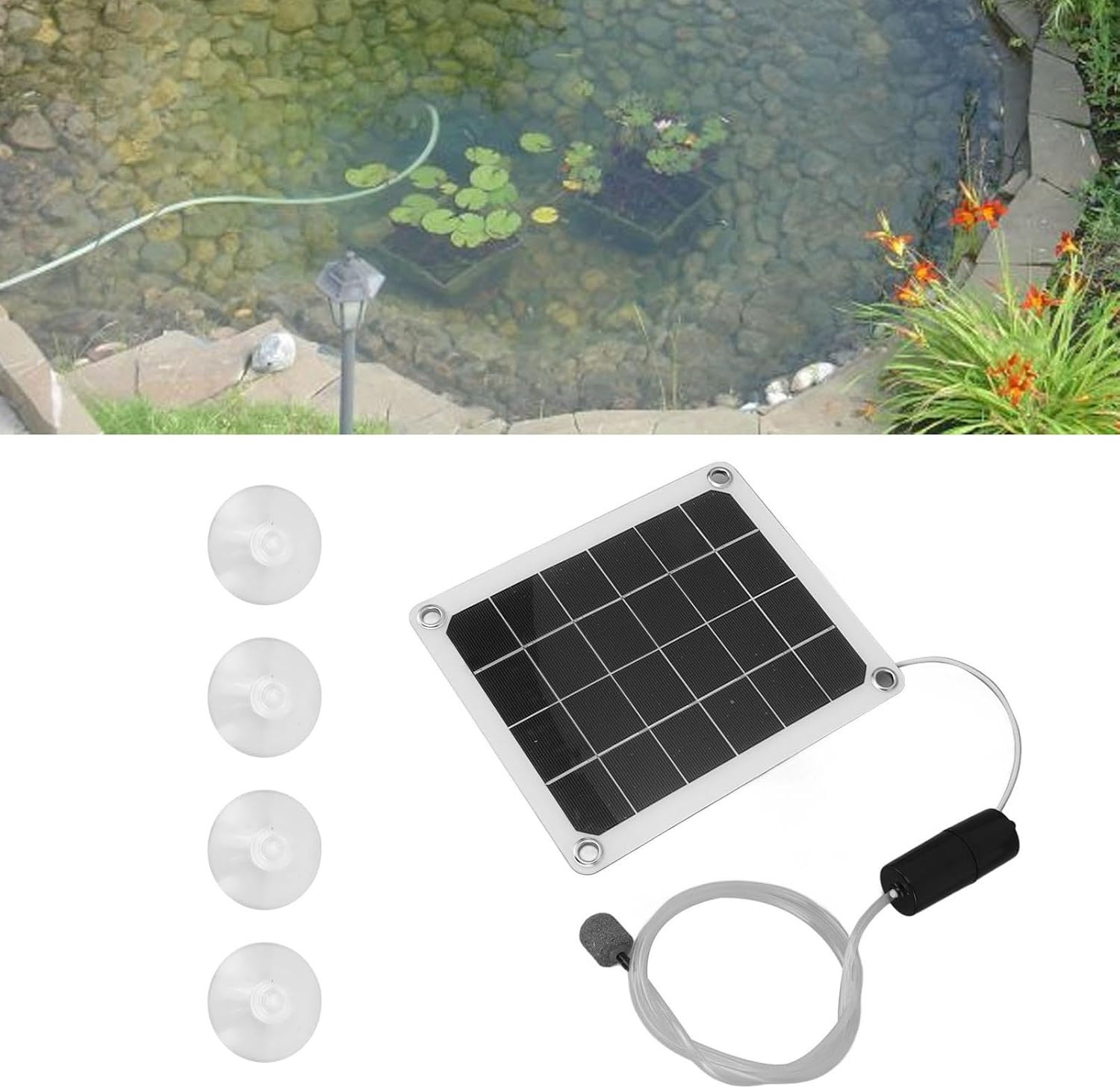 Solar Powered Aerator - USB Powered Pond Air Aerator | Pond Aerator, Portable Pond Aerator Pump for Ponds & Lake, Fish Tank, Aquarium