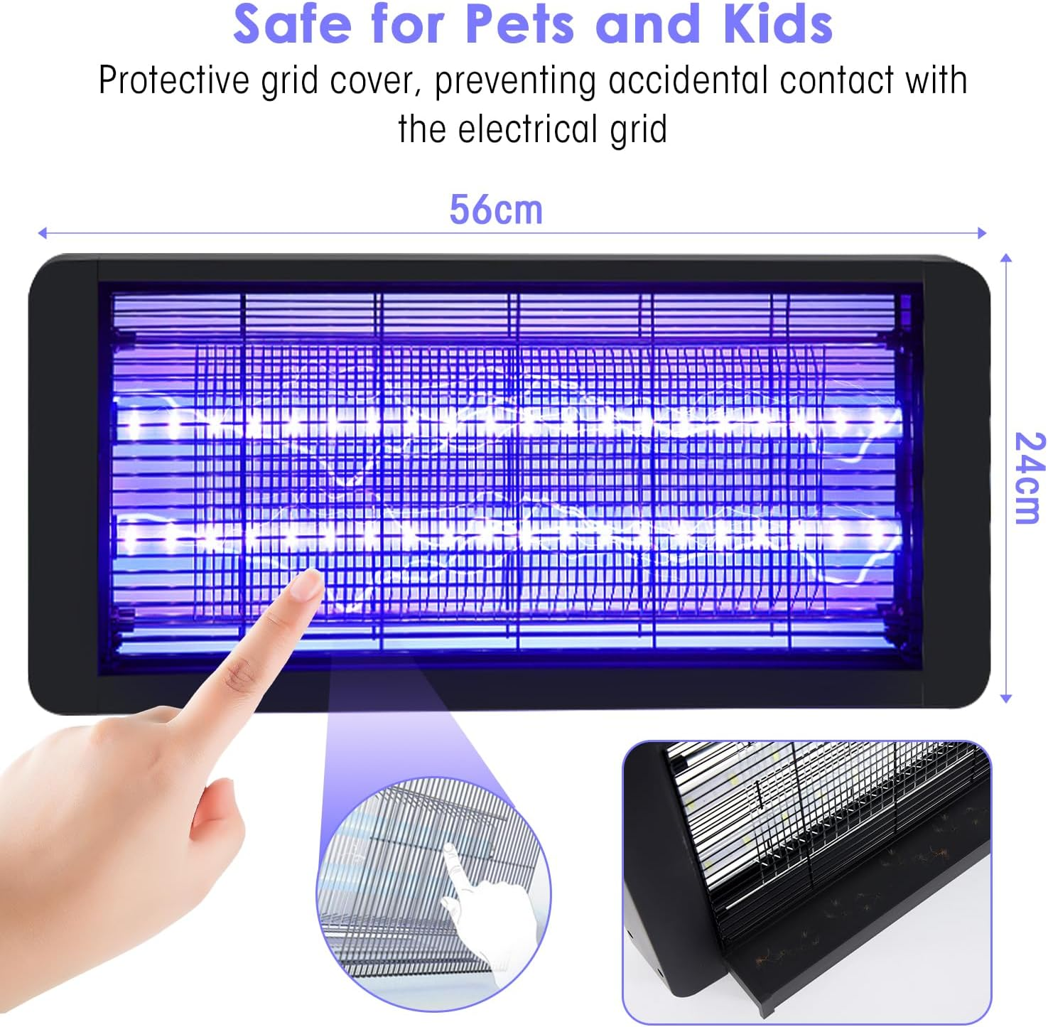 Necomi Electric Mosquito Zapper, Electric Bug Zapper 40W with Powerful Grid, Chemical-Free Insect Trap,Indoor and Outdoor Insect Killer Lamp for Kitchen,Home,Indoor Garden Yard image number 6