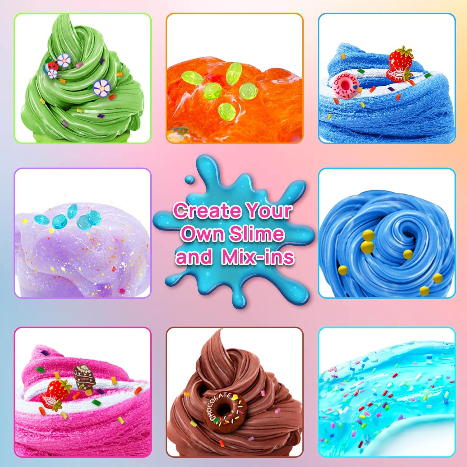 Ice Cream DIY Slime Kit, Slime Making Kit for Girls 10-12, Butter, Foam, Cloud Slime with Add-Ins, Foam Balls, Charms, Gift Toy for Children image number 5
