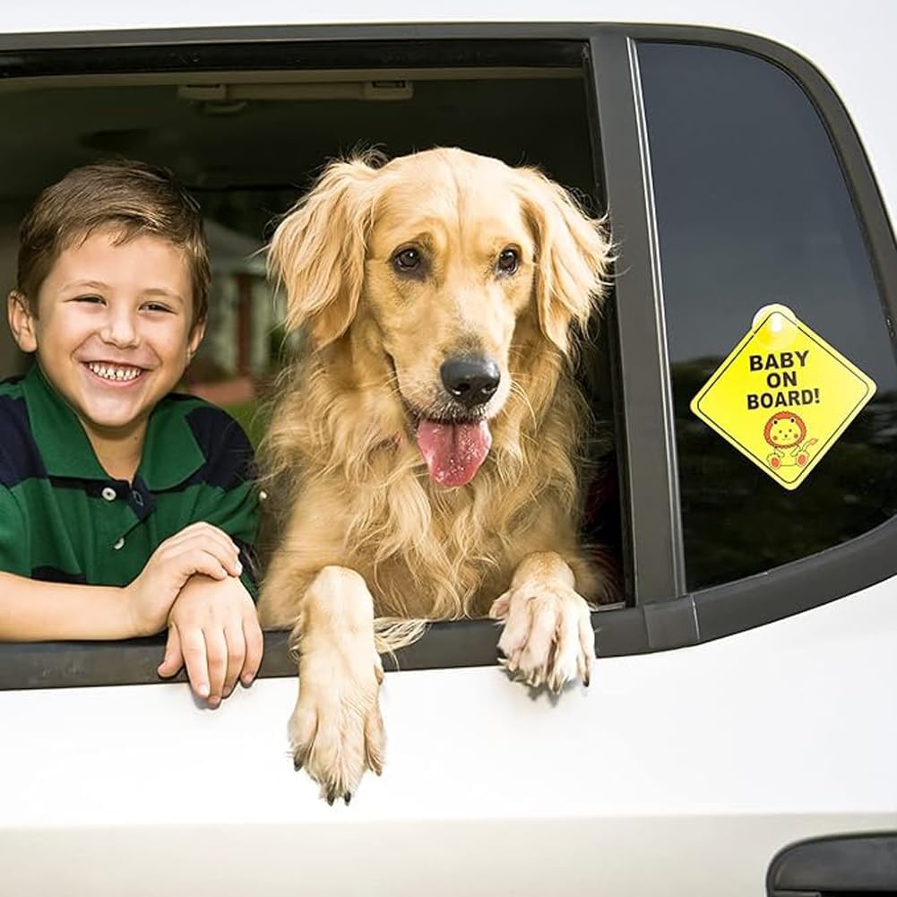 2Pcs Baby on Board Sign, Baby on Board Warning Signs with Suction Cups Baby Car Decal for Car Truck Van Window Bumper