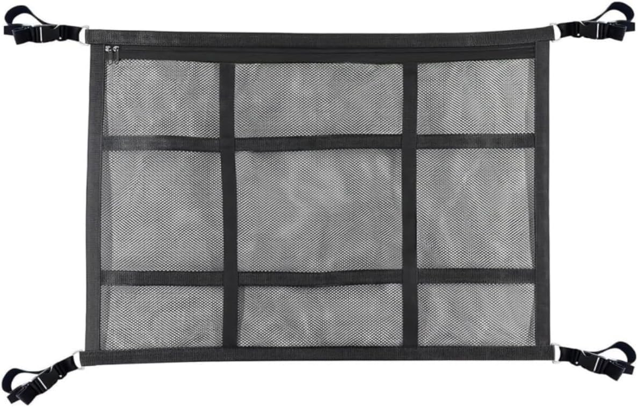 Car Ceiling Storage Net,Truck Netting for Cargo,Adjustable Double Large Car Ceiling Storage Net,Double-Layer Mesh Roof Camping Essentials, Bag for SUV Long Trip Camping (Black) image number 3