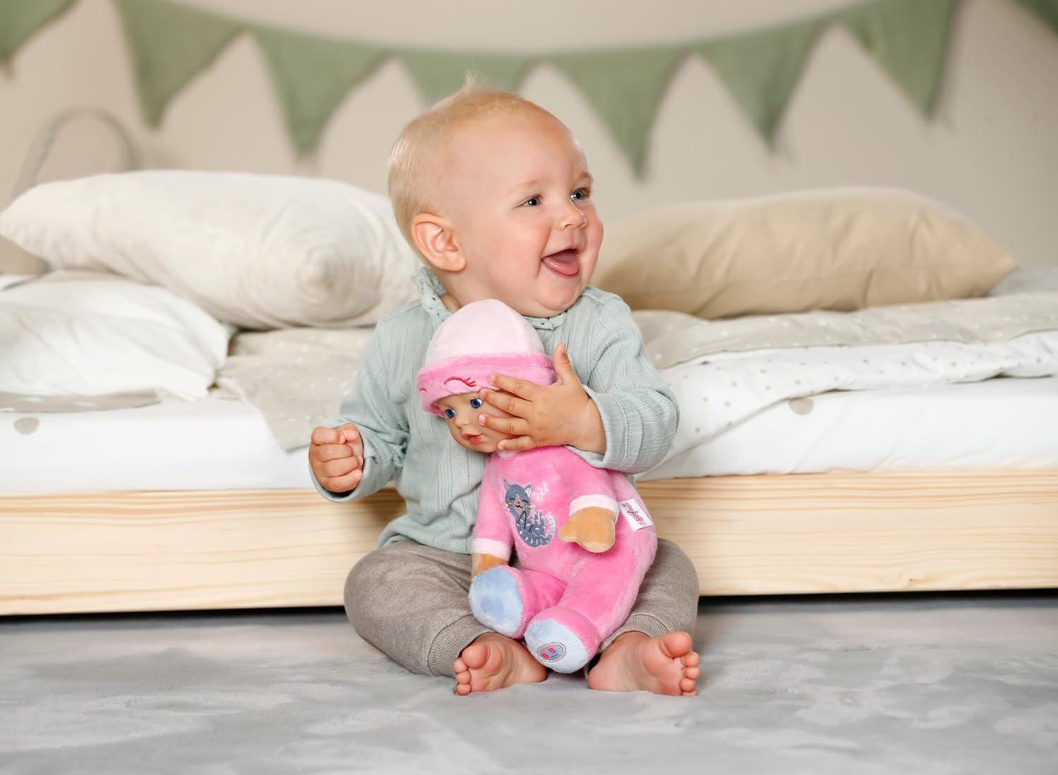 BABY Born for Babies Sleepy Pink, Soft 30Cm Pink Fabric Doll with Cat-Design Romper and Integrated Rattle for Newborn Babies, 837726 Zapf Creation image number 5