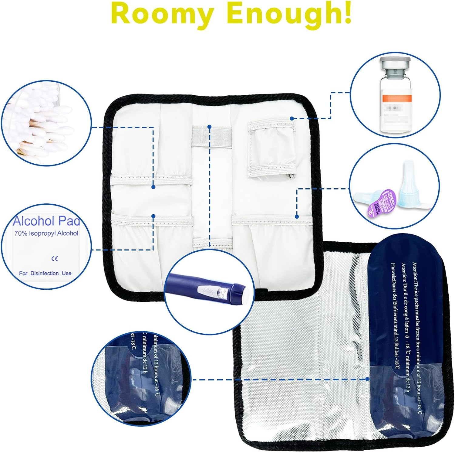 Insulin Pen Cooler Travel Case with 2 Ice Packs, Diabetic Medication Insulated Cooling Bag for Insulin Pens and Diabetic Supplies, Diabetic Organizer Portable Case for Daily Life and Trips image number 1