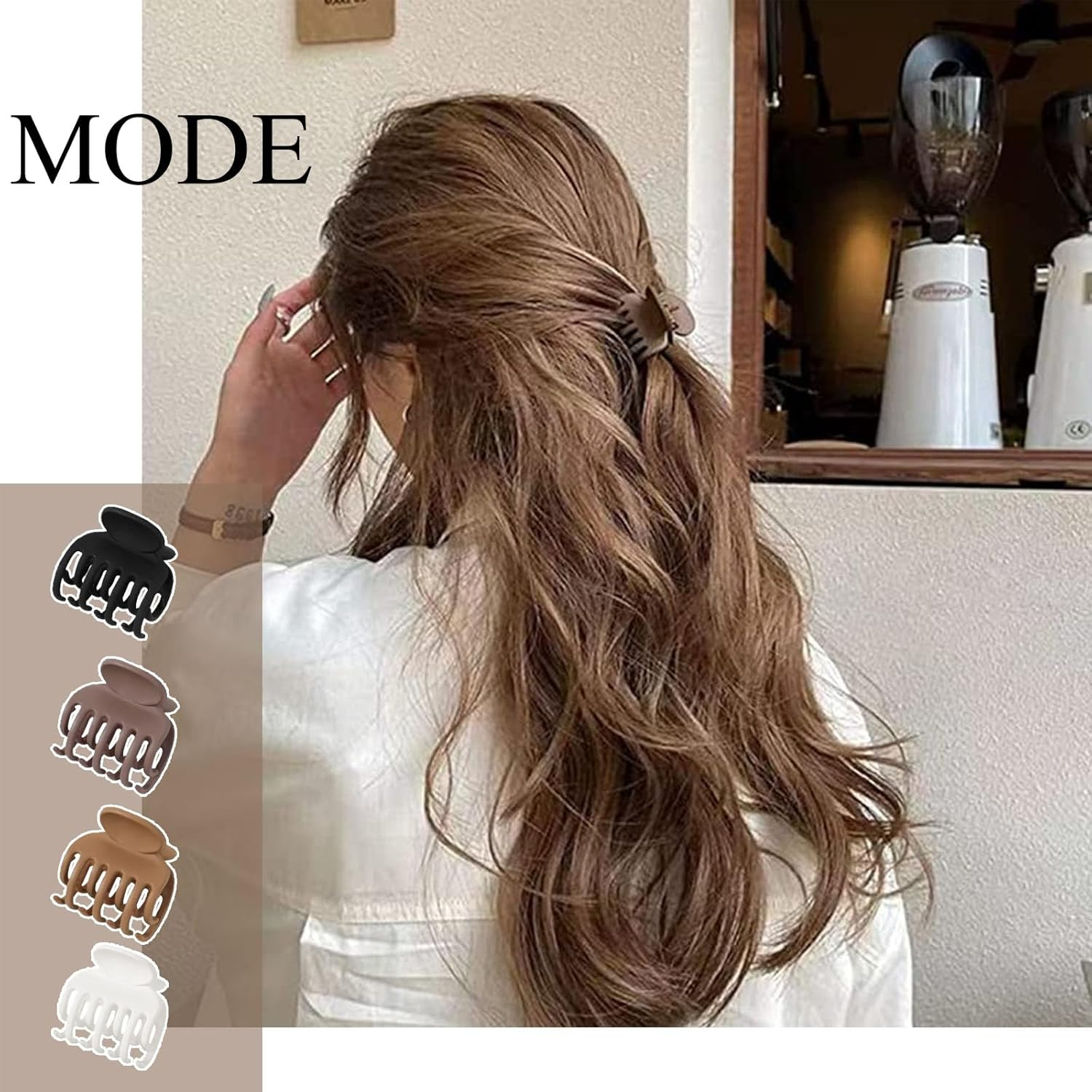 Pack of 4 Medium Claw Hair Clips, Hair Clips, Women'S Thin Hair, Plastic Hair Clip, Medium Size, Double Row Jaw Clips, 4 Colours, Non-Slip Hair Clips, for Women and Girls image number 1