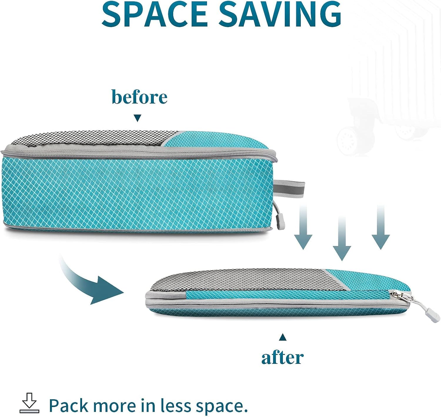 Apexillio Compression Packing Cubes 6 Pcs, Travel Luggage Organizer Accessories Extensible Storage Bags Travel Cubes for Suitcases&hellip; (Set of 6- Blue) - Set Of 6- Blue image number 4