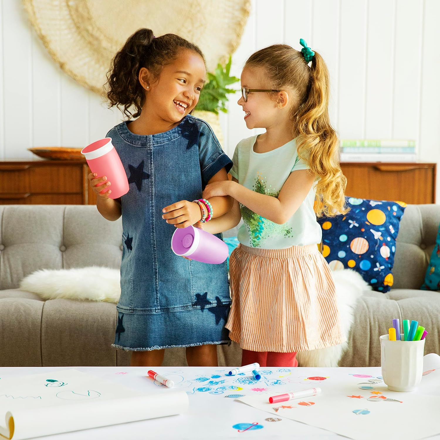 Munchkin Miracle 360 Sippy Cup, Pink/Purple, 10 Ounce, 2 Count image number 6