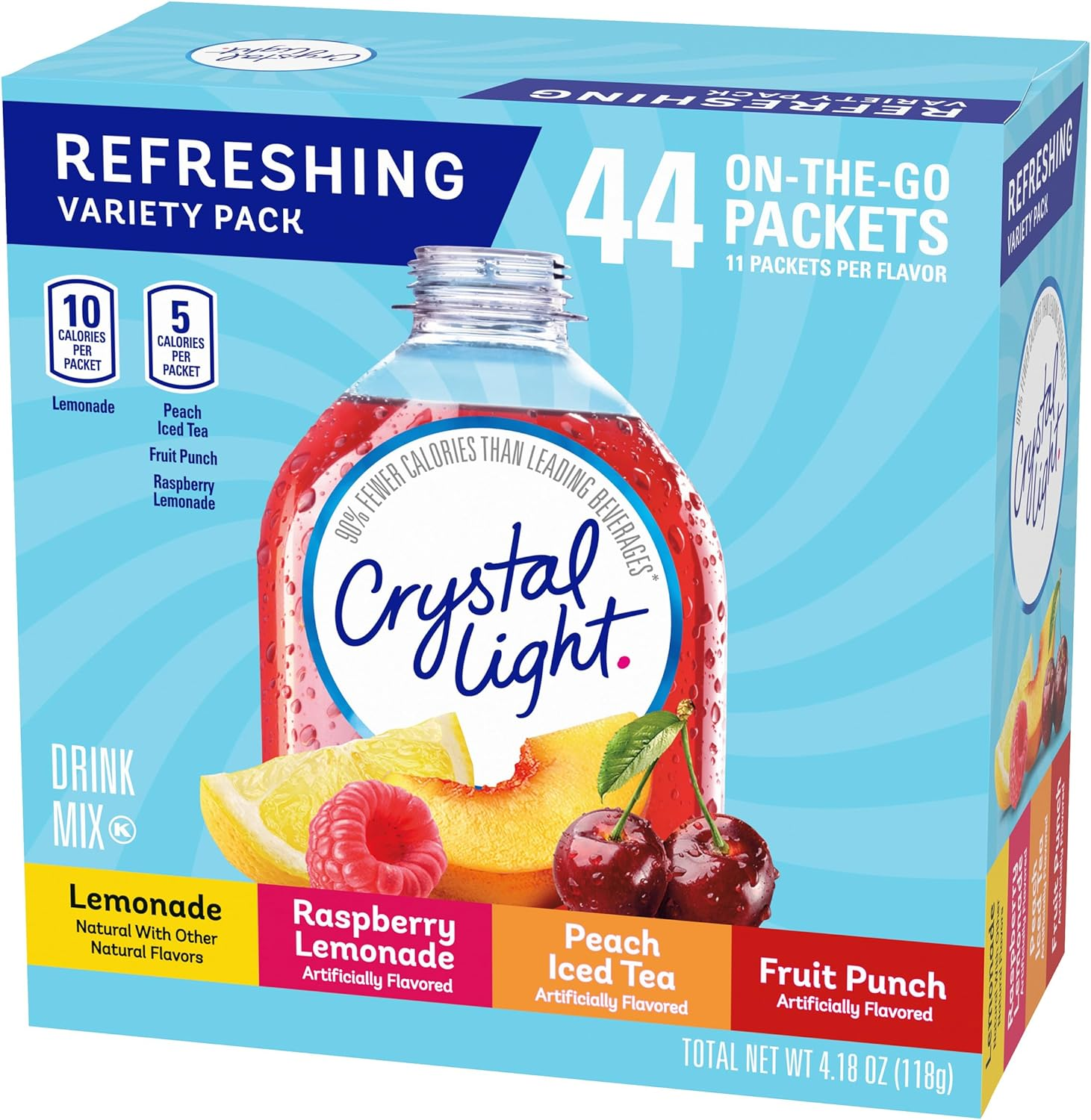 Crystal Light Lemonade, Raspberry Lemonade, Peach Iced Tea, & Fruit Punch Powdered Drink Mix Singles Variety Pack (44 Ct. On-The-Go Individual Packets) image number 5