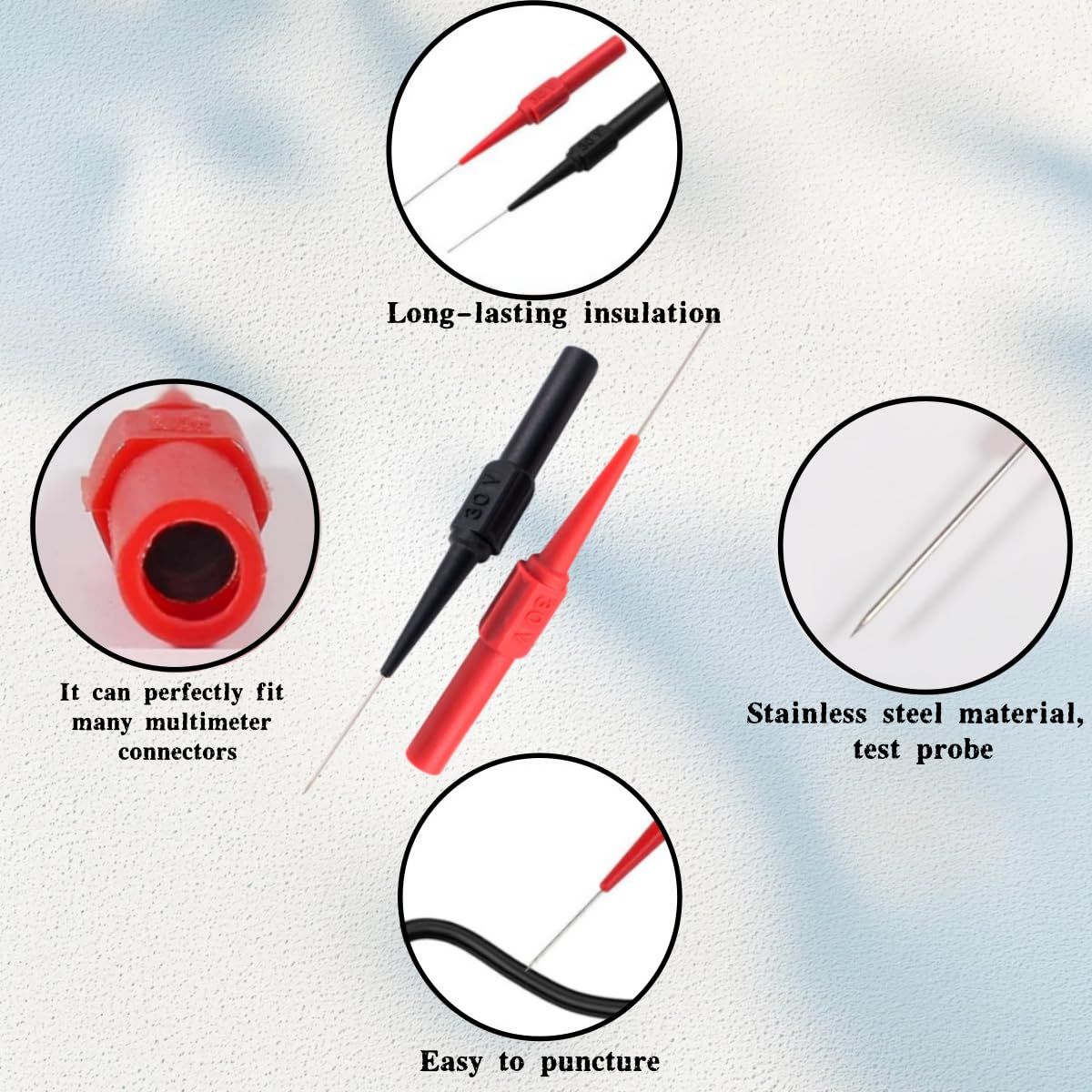 10 Needle Test Probes, Multimeter Probe Kit, Automotive Insulated Wire Threading, Non-Destructive Threading Multimeter Kit 0.7Mm image number 3