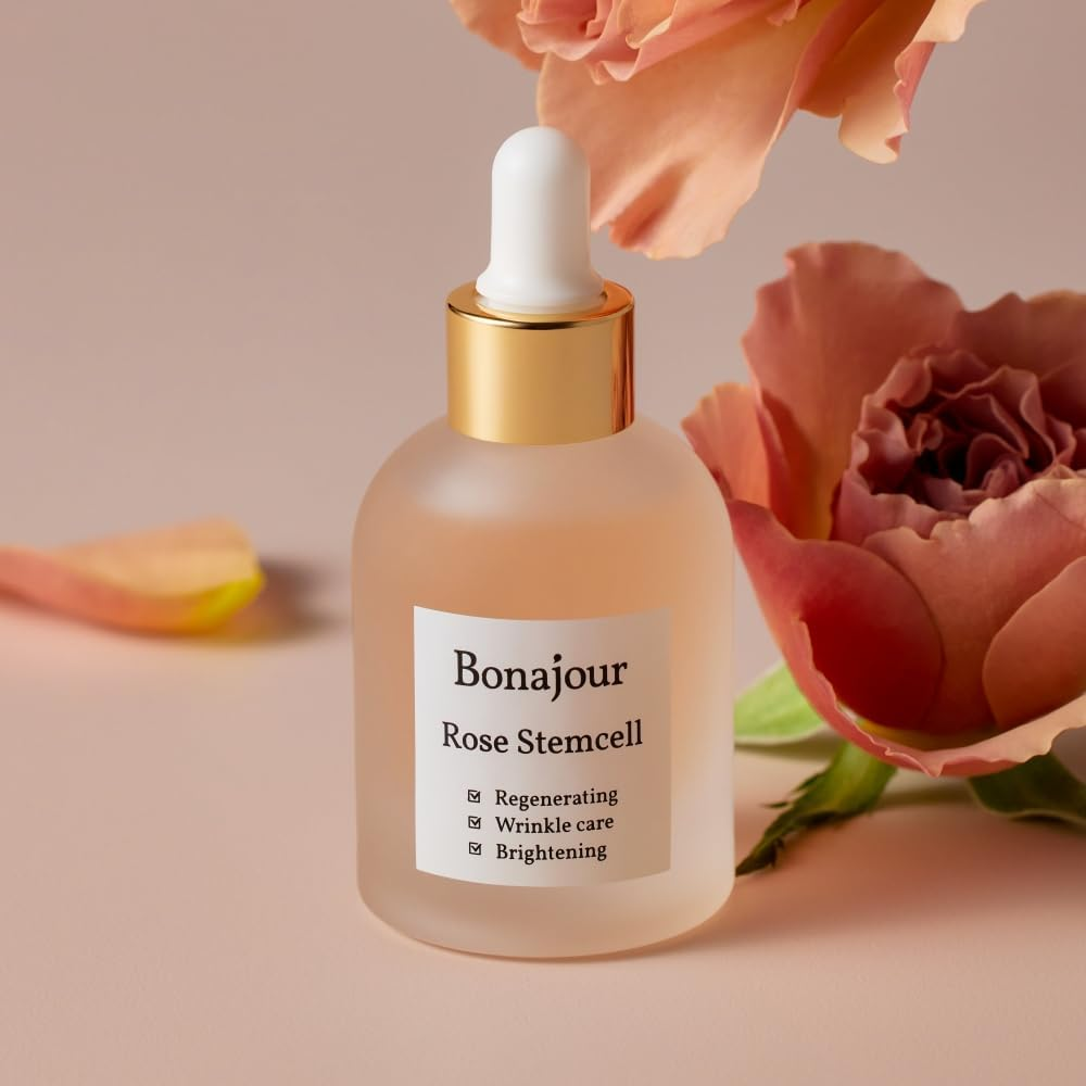 [BONAJOUR] Vegan Beauty Rose Stem Cell Ampoule - Best Face Anti-Wrinkle & Aging, Brightening Care/Total Care Serum 1.0 Fl. Oz image number 2