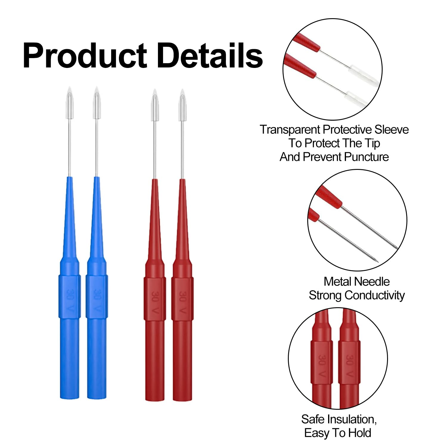 10 Pcs Funcyboo Probe Pin, Test Back Probe Kit 0.7Mm Test Probe Non-Destructive Insulation Wire Piercing Needle Multimeter Test Probe Pins for Banana Socket Tester Car Tester image number 4