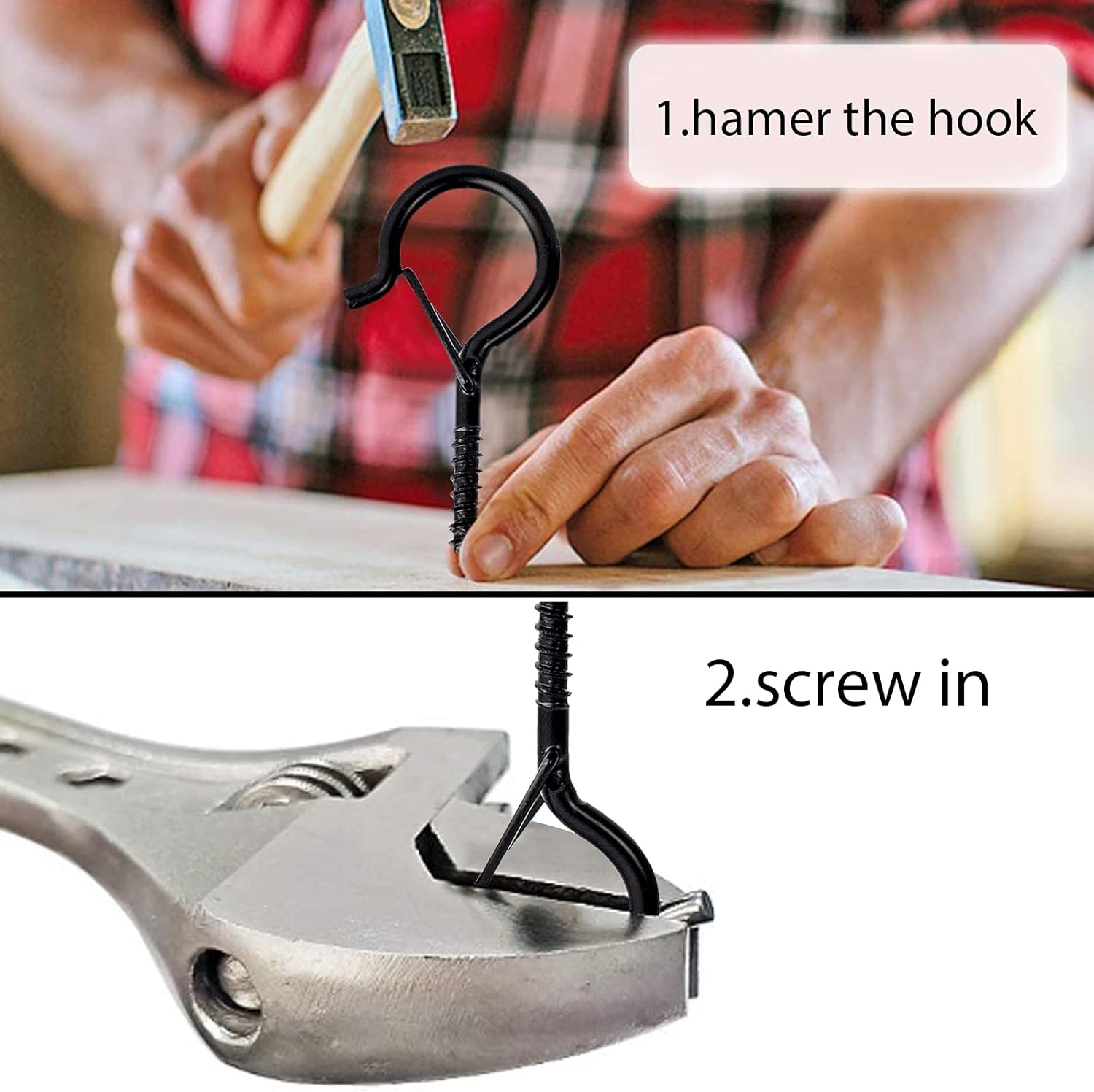 Benvo 10 Pieces Outdoor Q-Hanger Easy Release Screw Wire Hanger Hooks Christmas Light Hooks with Safe Buckle for String Lights New Year Party outside Led Wire and Fairy Light Hangers for House Garage image number 2