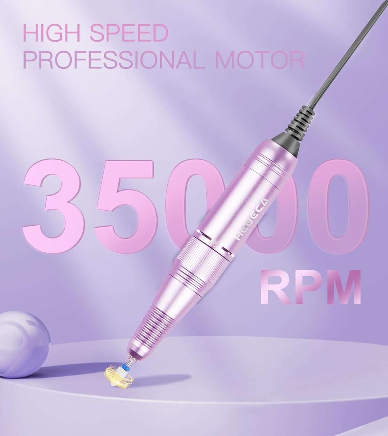 HEBECA Nail Cutter for Gel Nails, Electric Wireless Acrylic Nails, 35000 Rpm, Professional Manicure, Pedicure Set, Electric Salon and Home Use image number 1