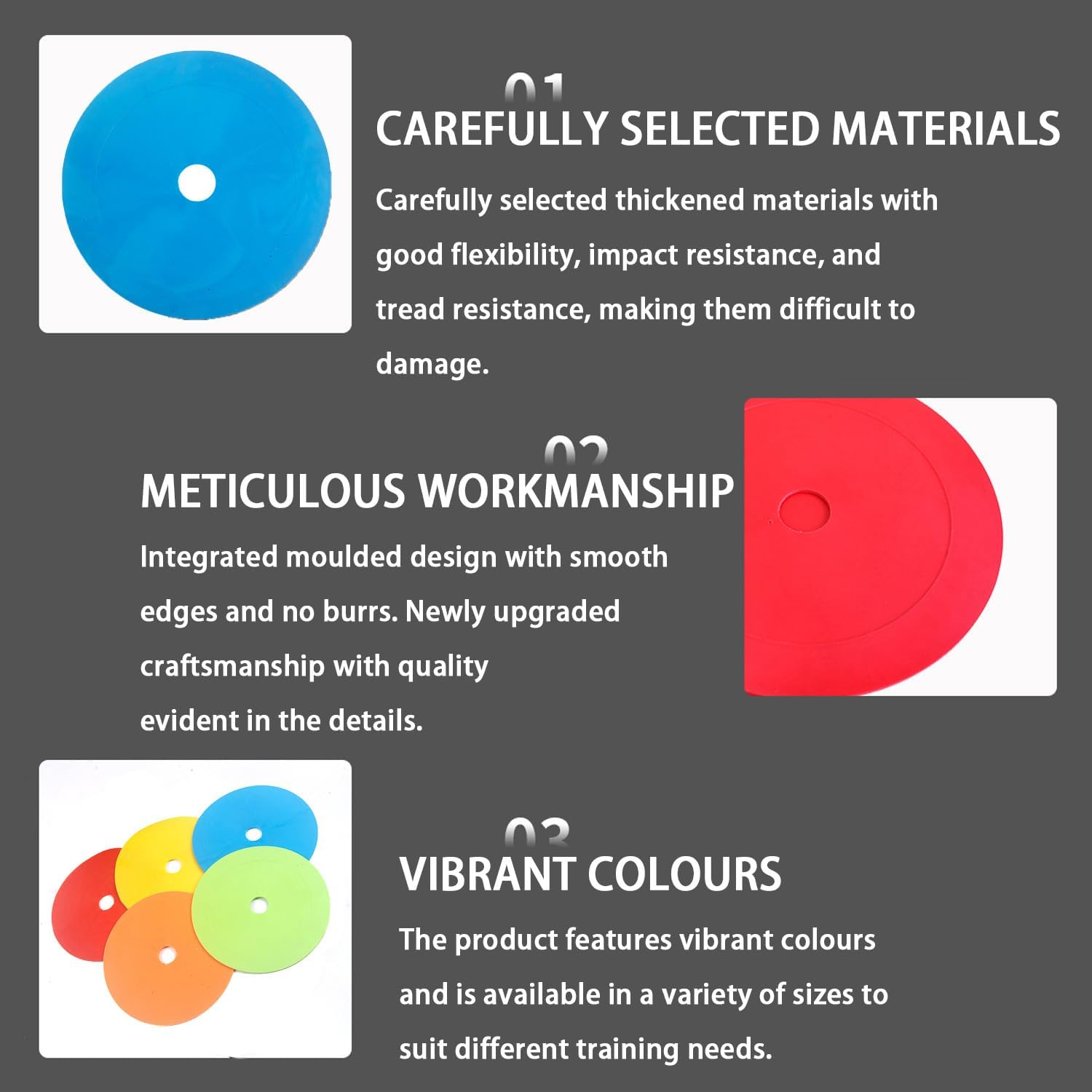 10PCS Flat Cones Spot Markers, Spot Floor Point Markers,Suitable for Agility Training,Football,Basketball,And Sports Training, anti Slip Training Markers image number 4