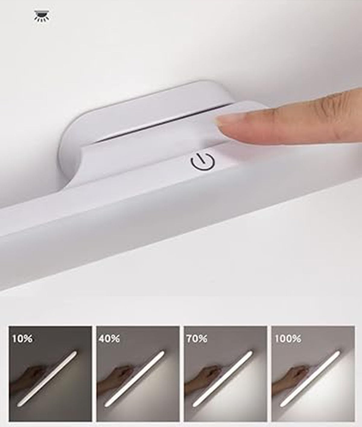 Dimmable Touch Light Bar, USB Rechargeable Reading Lights, Stick Magnet Mounting Base, for Reading, Closet, Makeup Mirror, Vanity, Bedside, Study Light image number 2