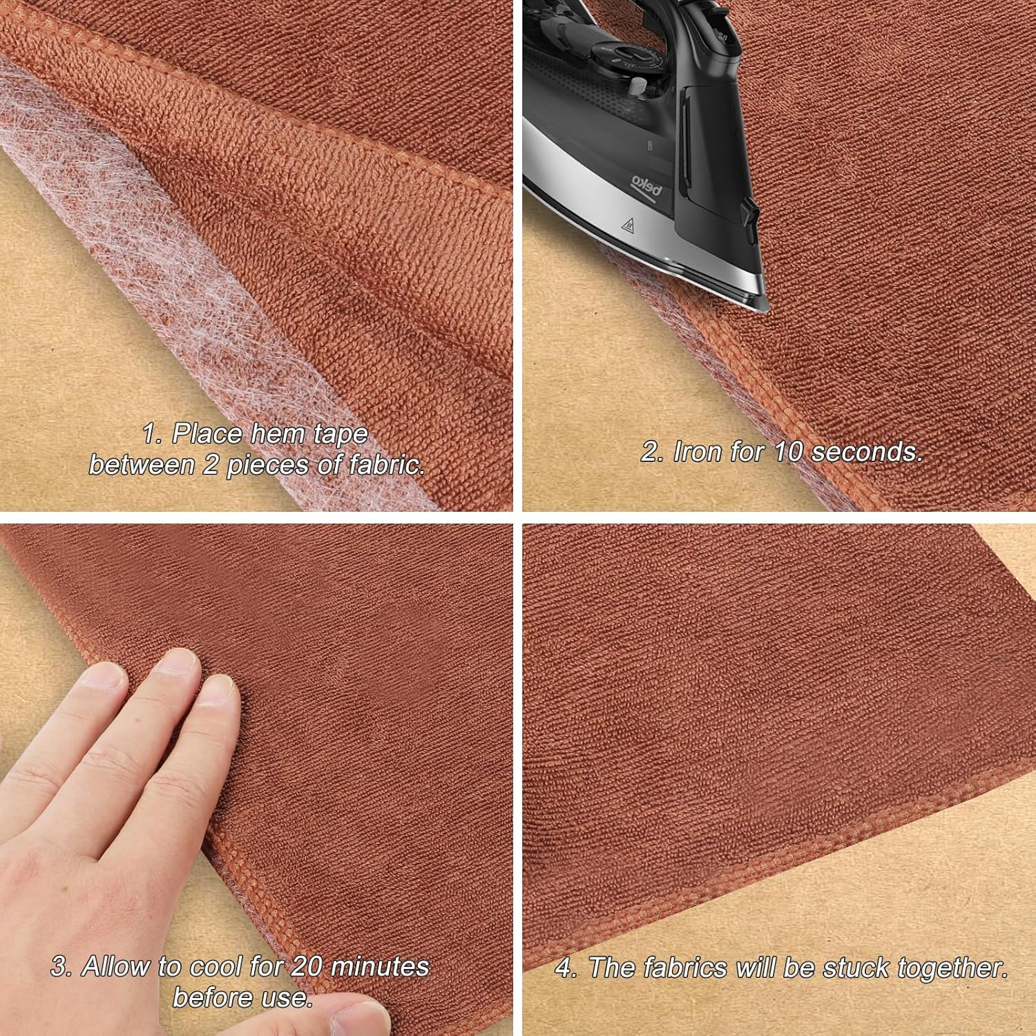 2 Rolls Iron Hemming Tape, Hemming Web, Iron on Tape for Skirts, Pillows, Jeans and Curtains,2Cm Wide * 24 Metres Long with Tape Measure(White)