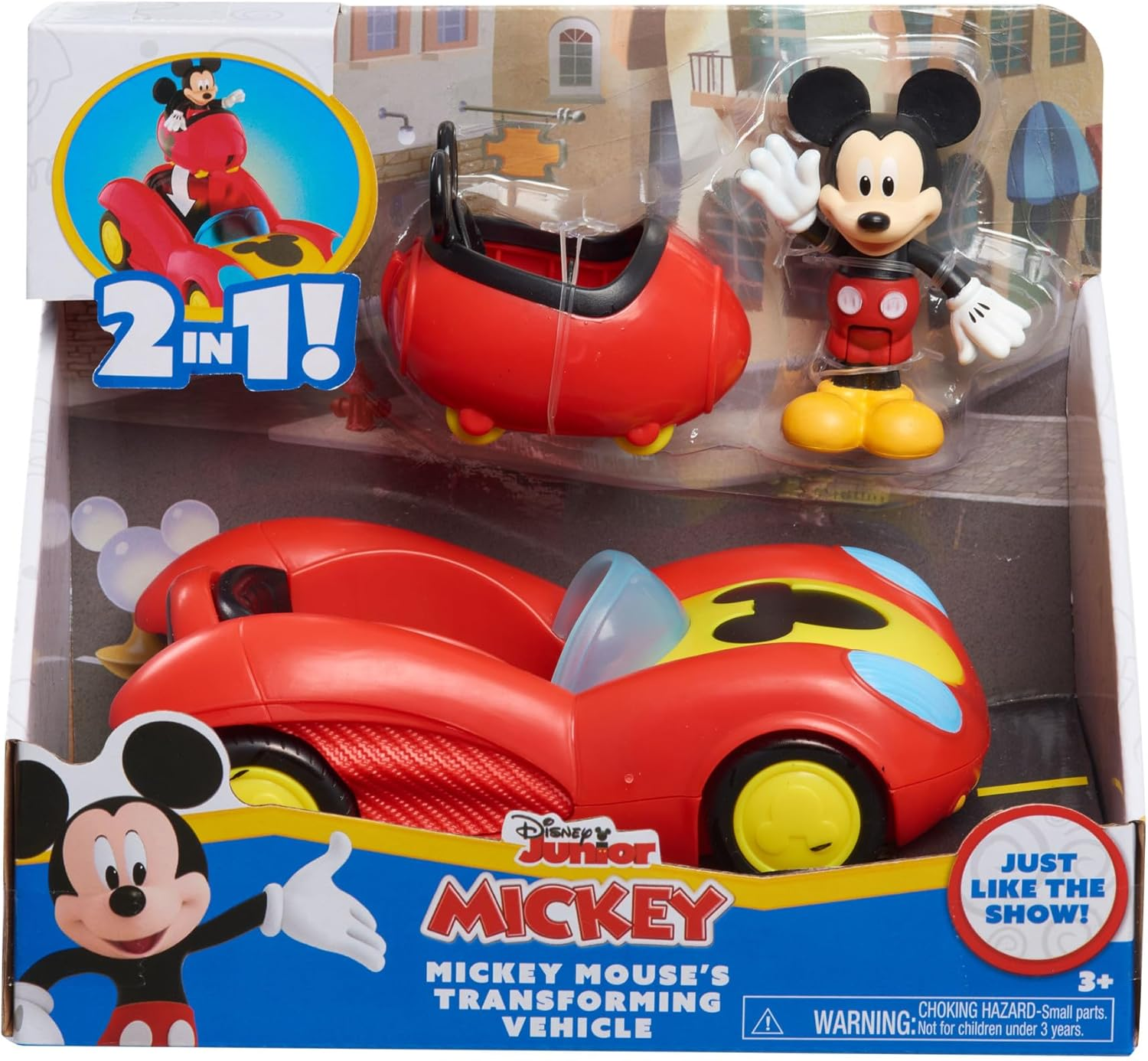 Disney Junior Mickey Mouse Funhouse Transforming Vehicle, Mickey Mouse, Red Toy Car, Preschool, by Just Play image number 3