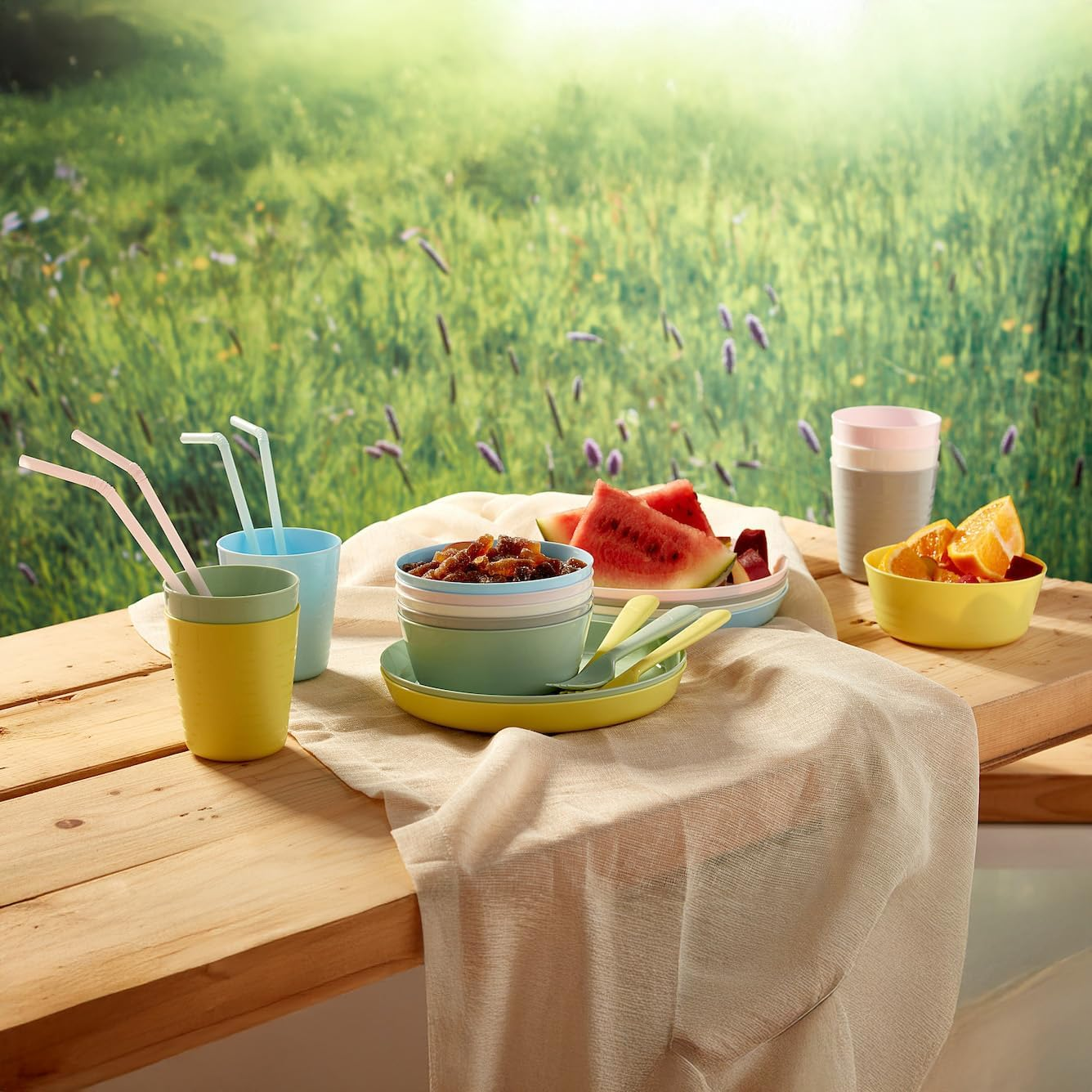 IKEA Kalas BPA Free Plastic Kids Tableware Set - Bowl, Plate, Cup and Cutlery - Pastel Colours