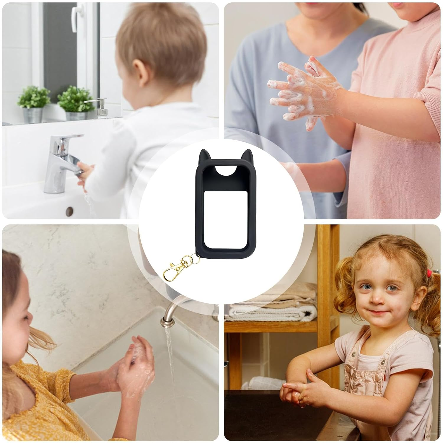 Ancsttu Hand Mist Spray Holder,Cute Ears Silicone Backpack Accessory,Protective Case with Keychain | for Men Outdoor Travel Trip Car Beach Park Workplace School Mall Public image number 5