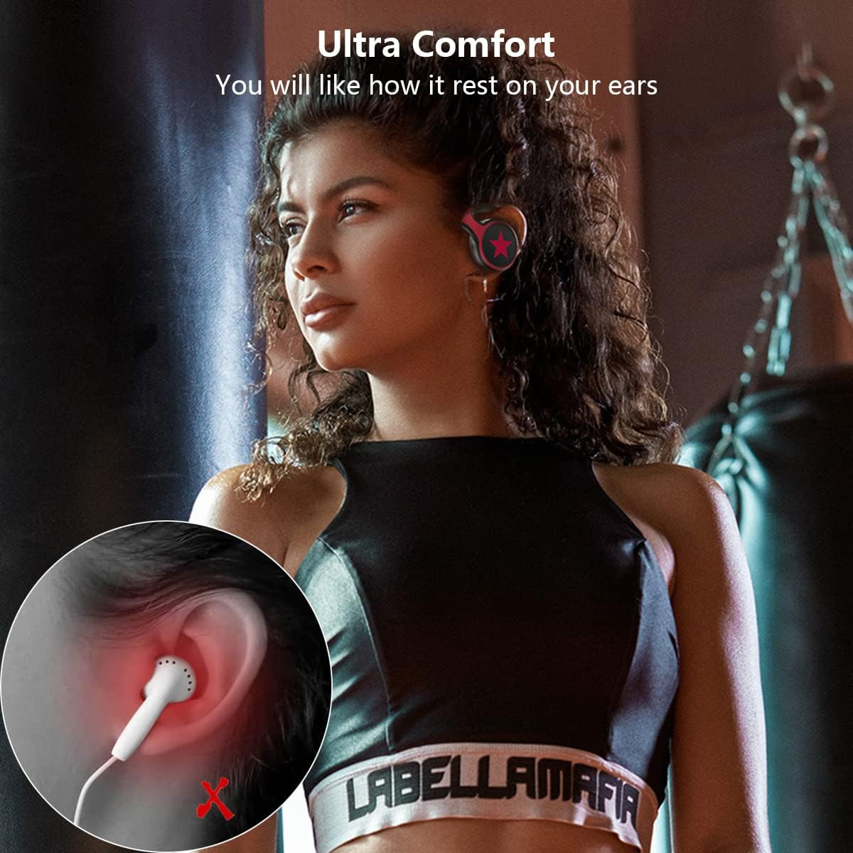 Bluetooth Wireless Headphones Sport Over-Ear Headset MP3 Player Earphones, Support TF Card & FM Radio, Lightweight Foldable Stereo Headset Noise Canceling for Running Driving Gym Red image number 1