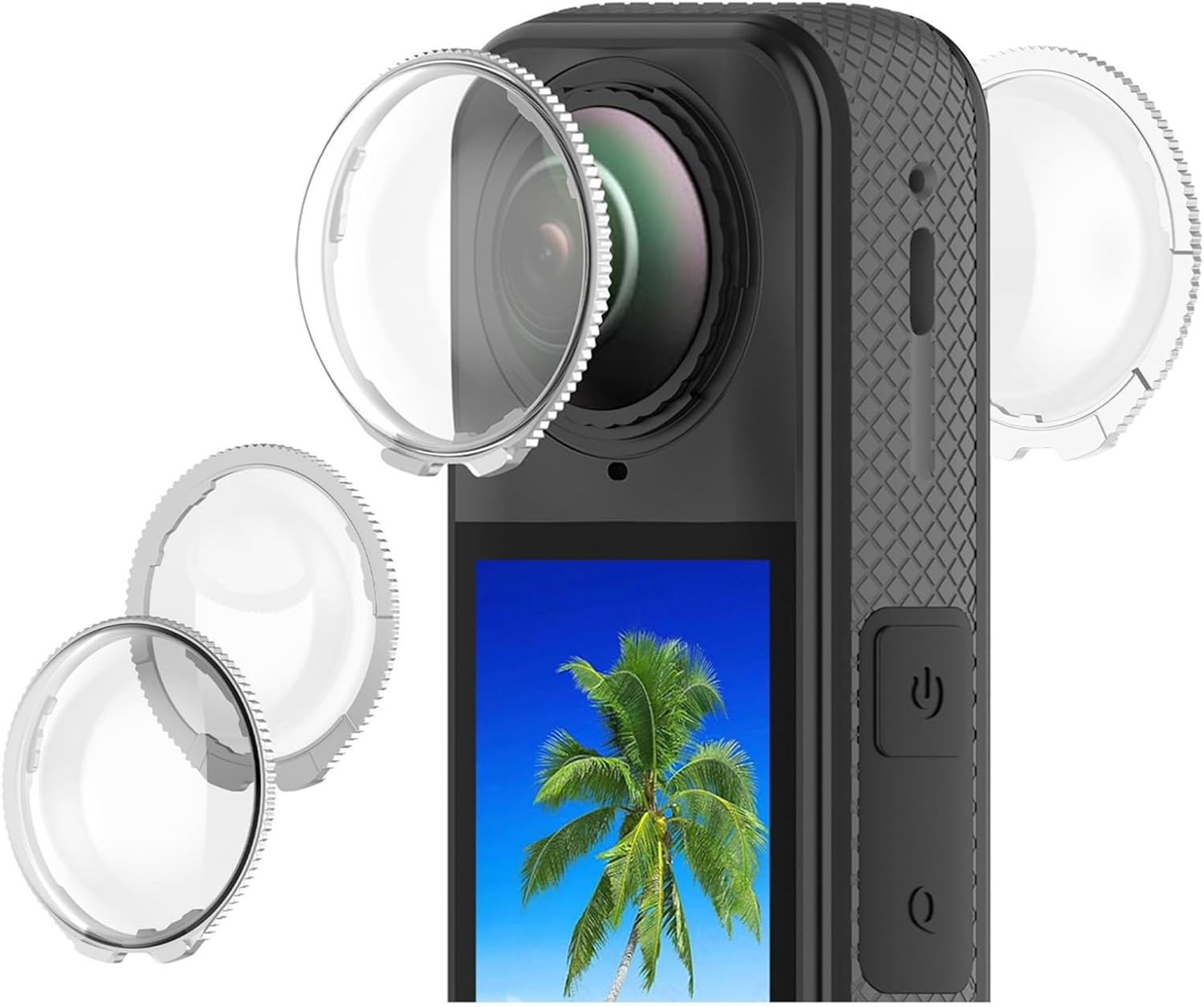 GIOPUEY Pack of 2 Lens Protectors Compatible with Insta360 X5, Premium HD Glass Camera Protection Lens Cap Lens Guards - Silver image number 4